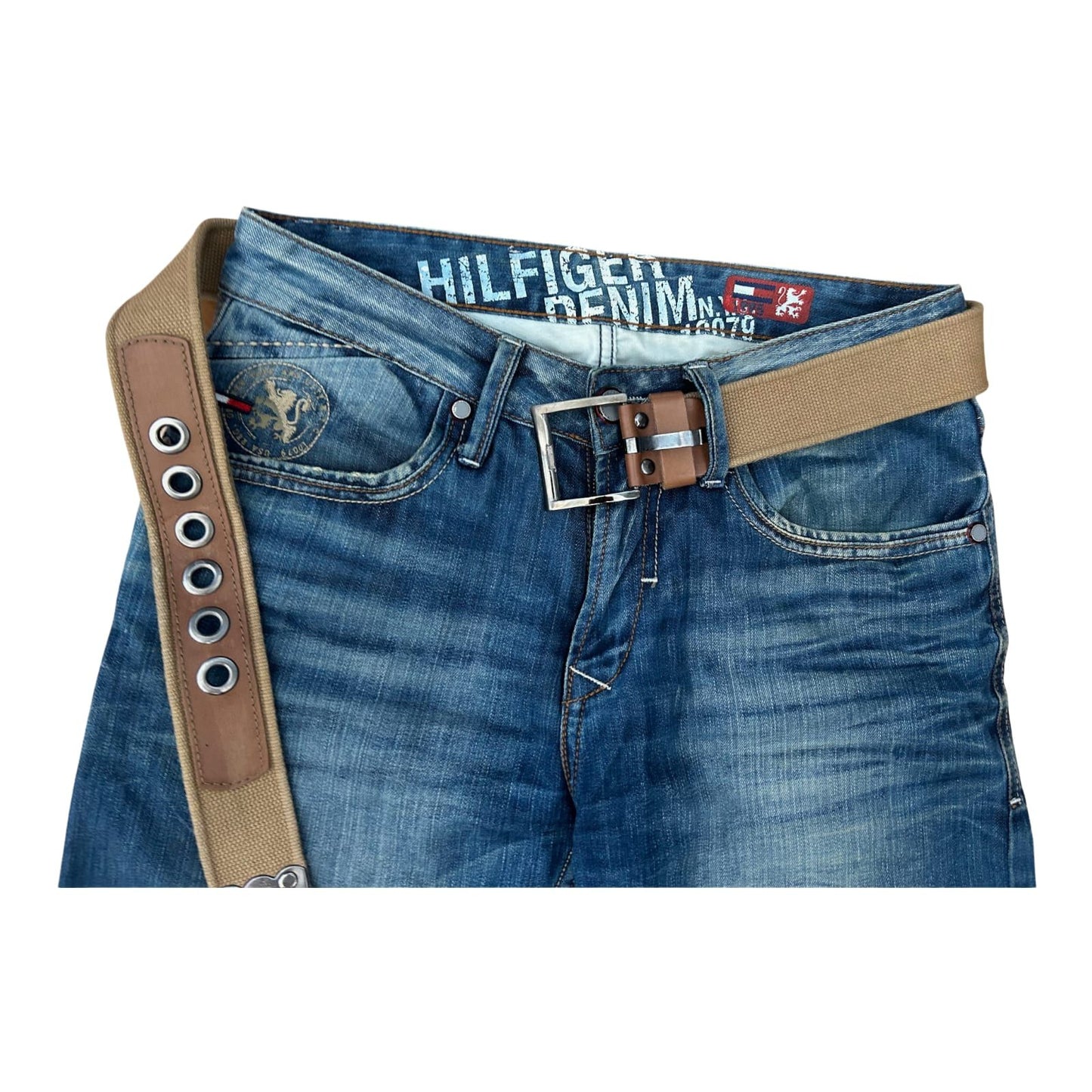 Tommy Hilfiger Jeans Herren Gr 30 Blau Modell 1307 Denim Used Look Gürtel Baumwolle
