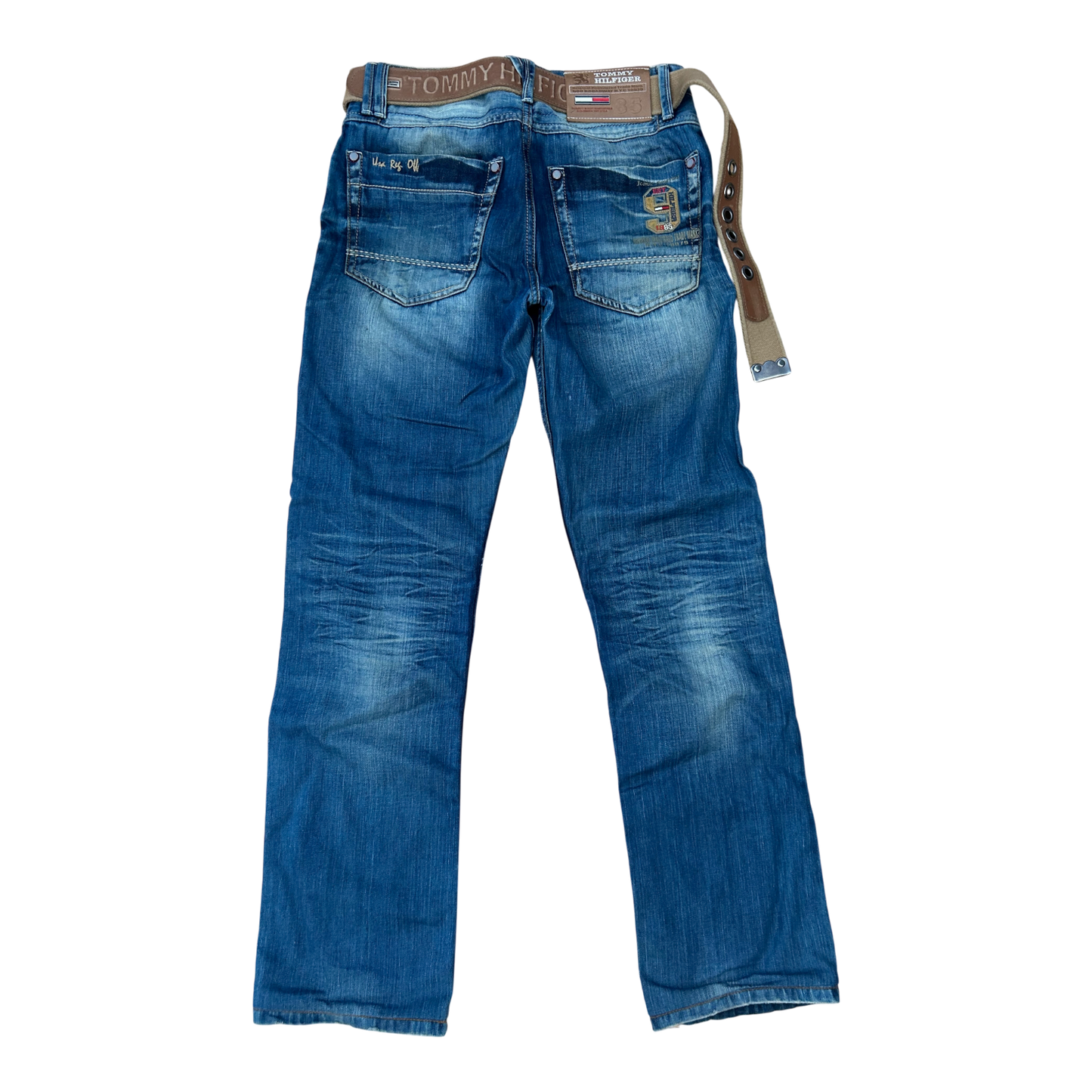 Tommy Hilfiger Jeans Herren Gr 30 Blau Modell 1307 Denim Used Look Gürtel Baumwolle