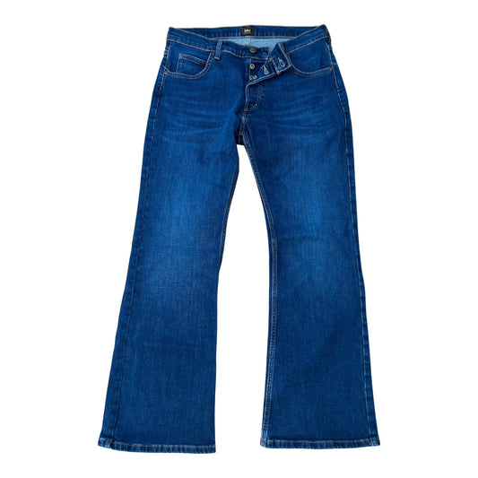 Lee Jeans Damen Denver Gr W34 32 Blau Stretch Denim Knopfleiste Bootcut Elegant