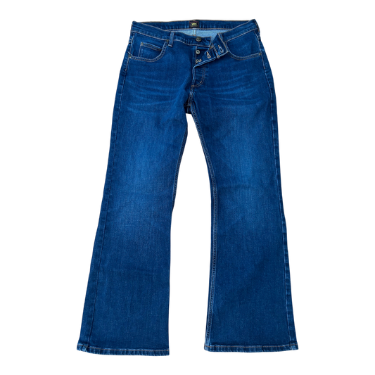 Lee Jeans Damen Denver Gr 34 32 Blau Stretch Denim Knopfleiste Bootcut Elegant