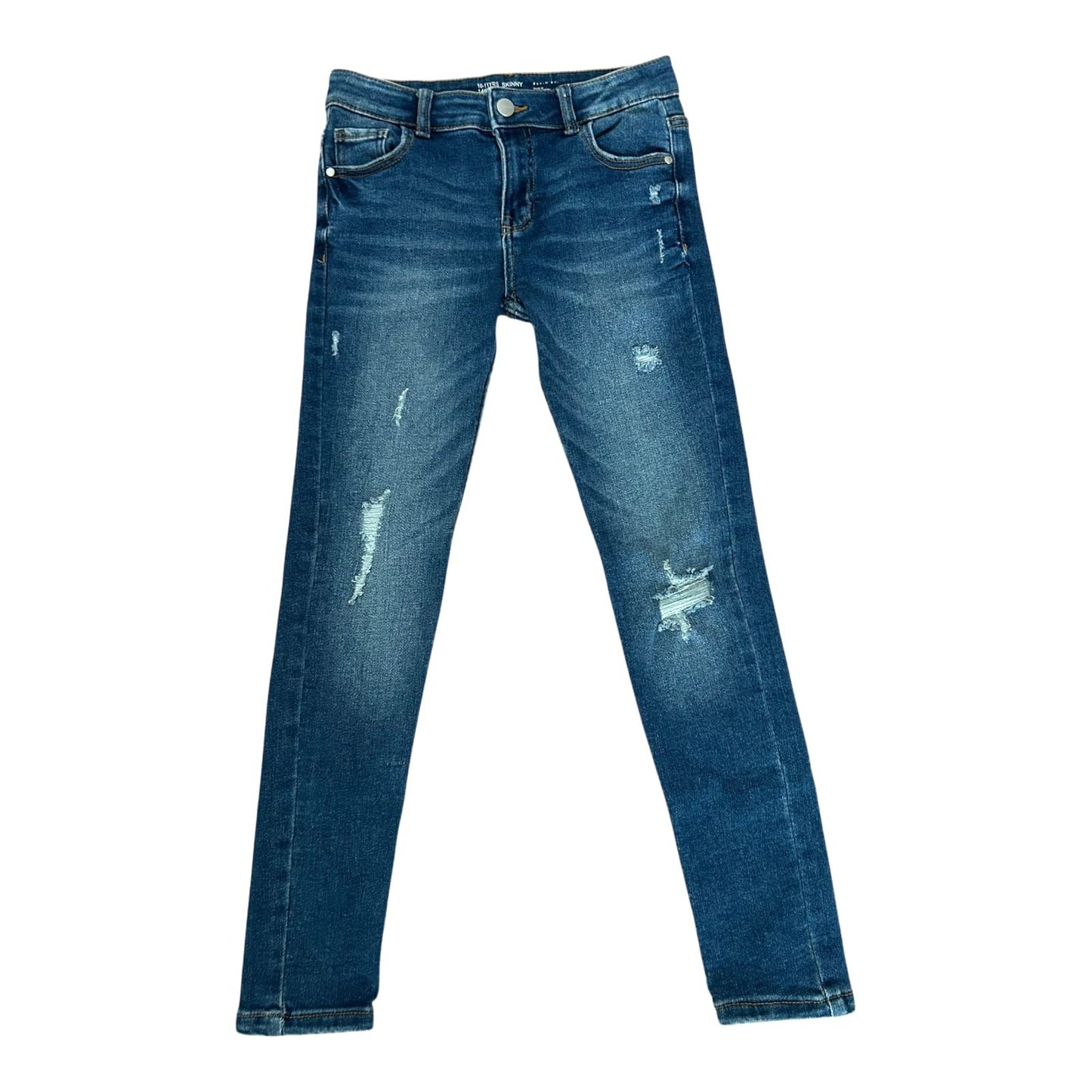 Denim Co Jeans Mädchen Hose Gr 146 Blau Skinny Destroyed Stretch Trend Modern