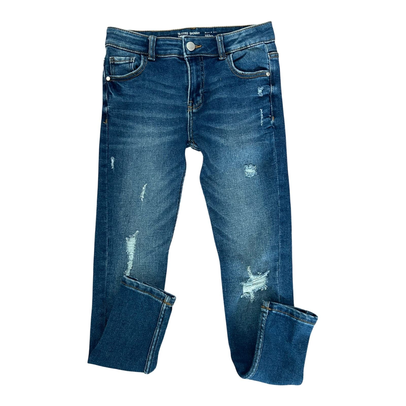 Denim Co Jeans Mädchen Hose Gr 146 Blau Skinny Destroyed Stretch Trend Modern