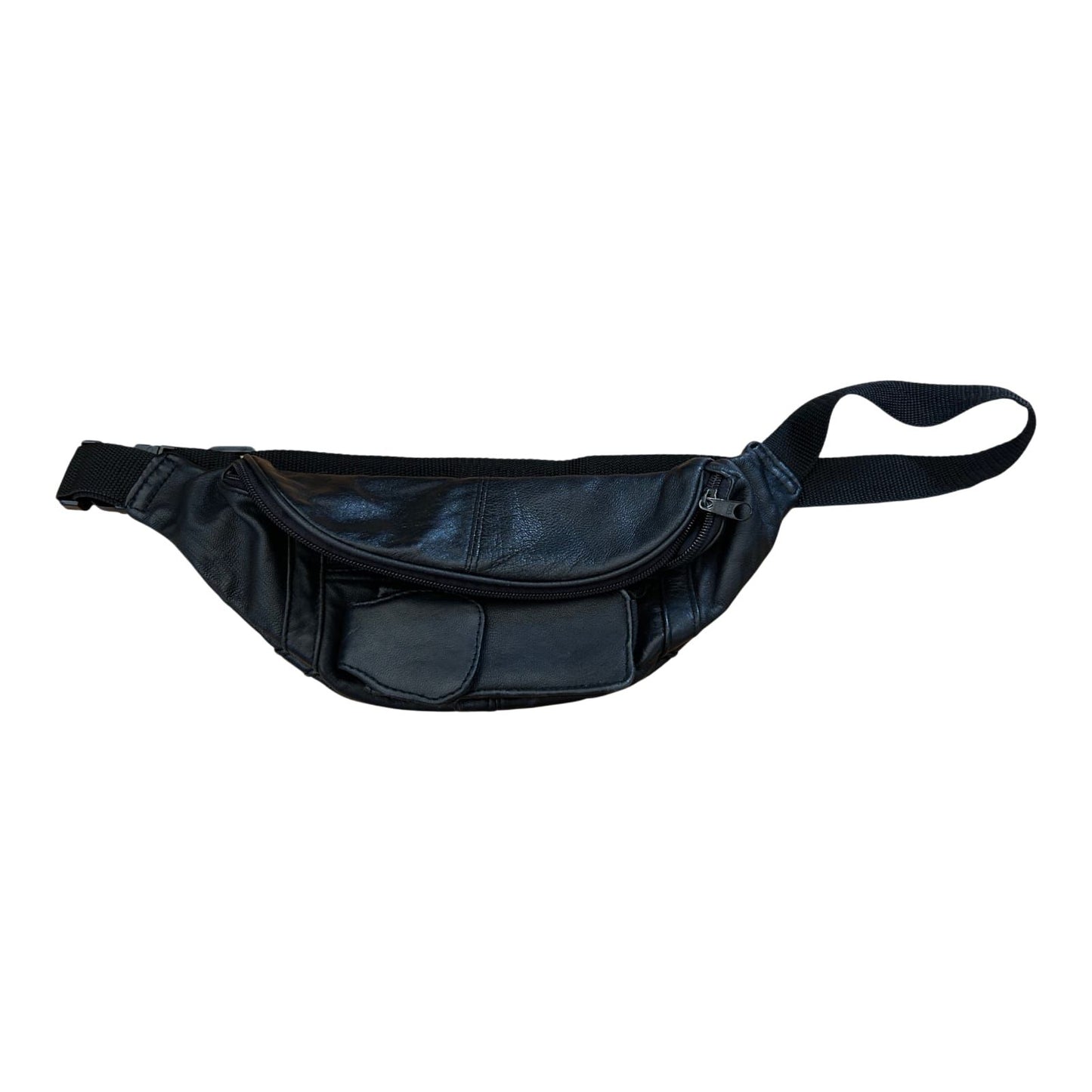 Bauchtasche Schwarz Echtleder Reißverschluss Gürteltasche Weich Vintage Unisex