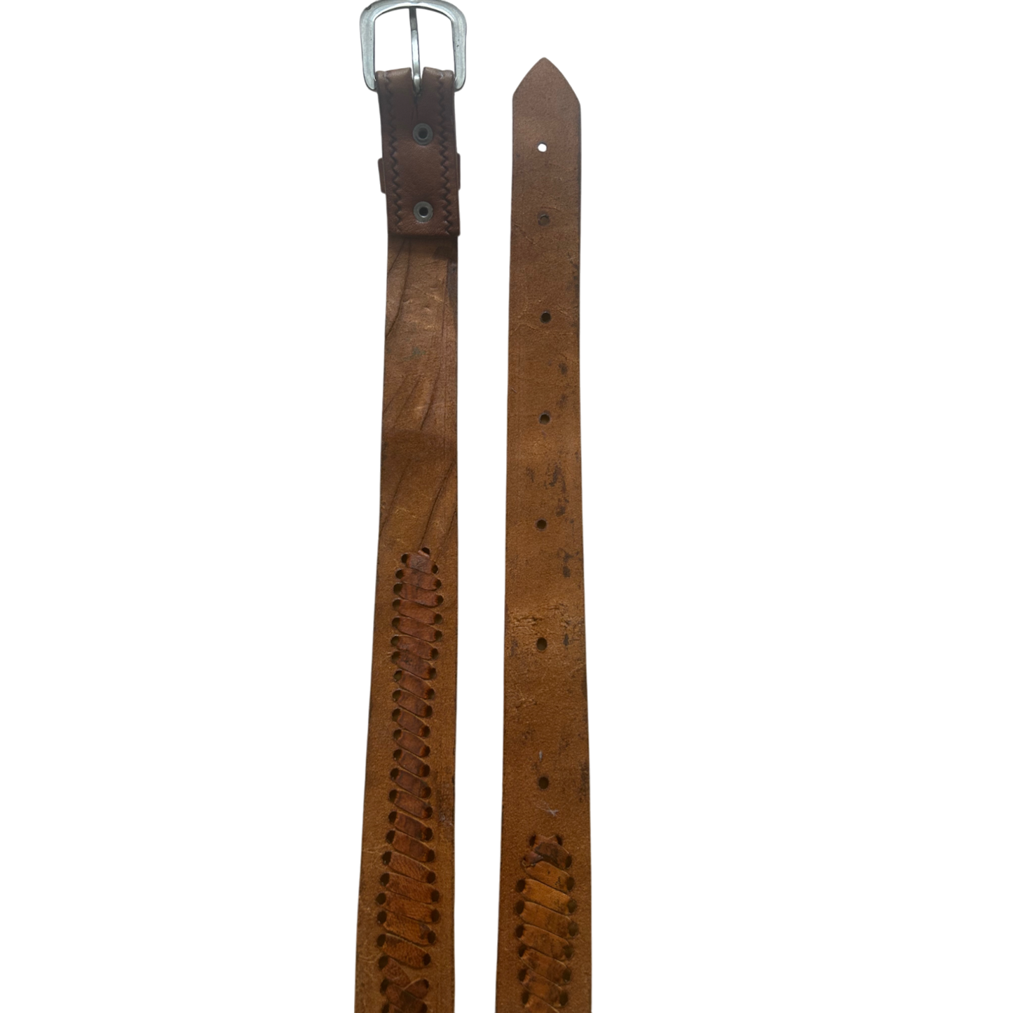 Hochwertiger Ledergürtel mit Flechtdetails Größe 95 cm Vintage Western Look