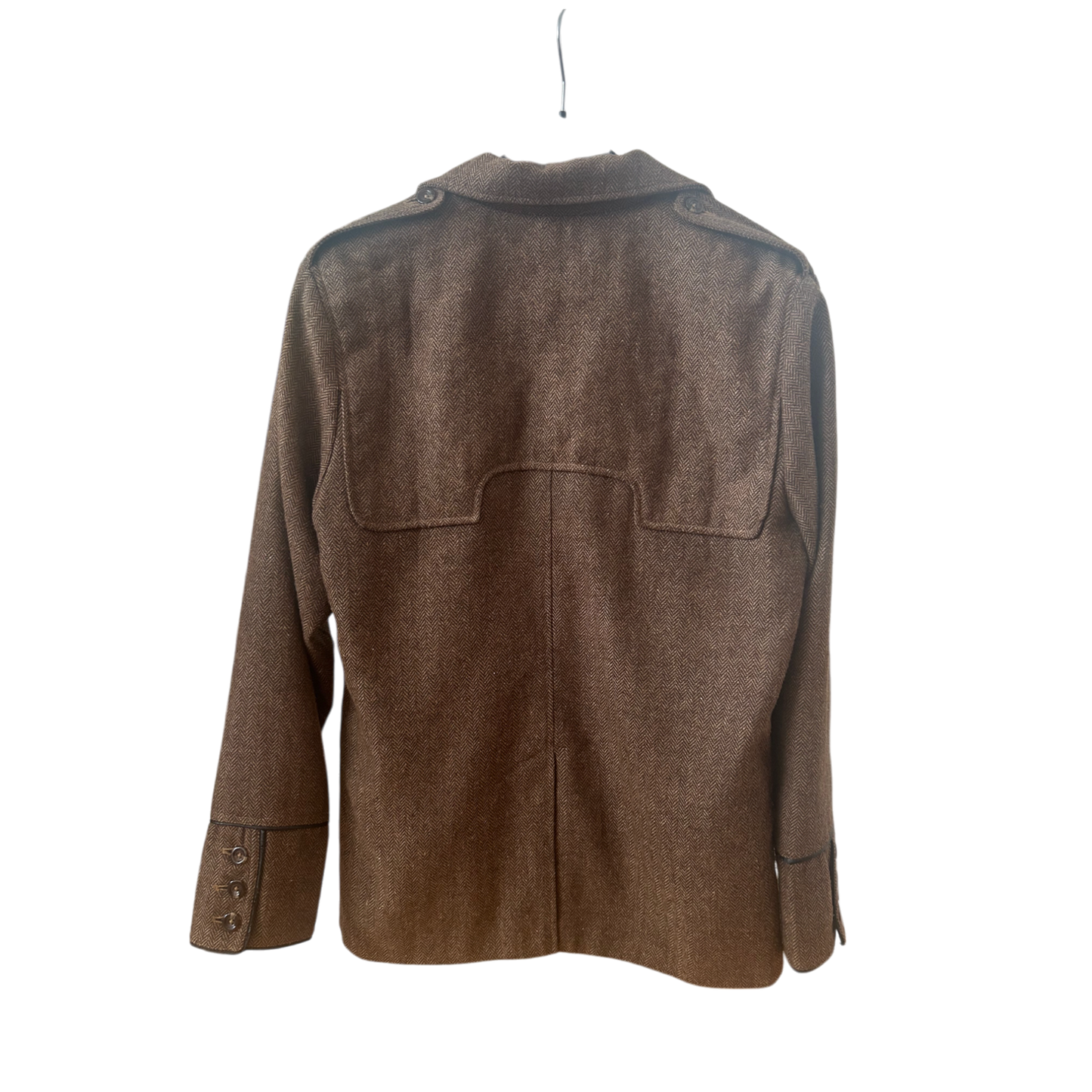 Herren Jacke Braun L Ingvar Strukturstoff Schulterriegel Elegant Klassisch Modern