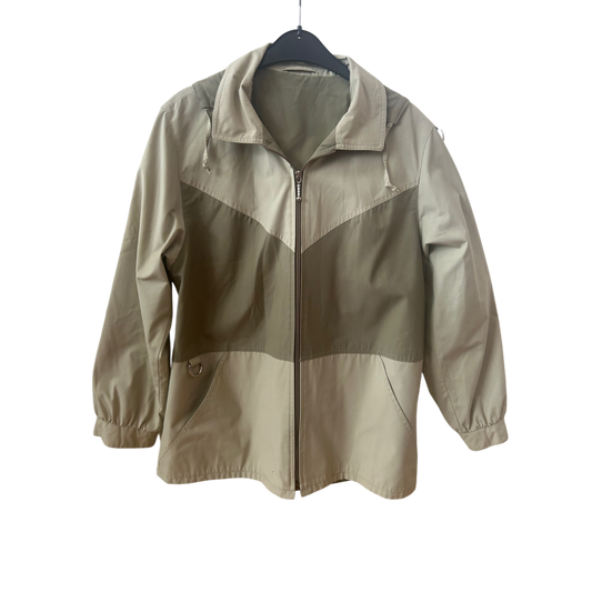 Adler Vintage Jacke Beige Damen Gr 42 Übergangsjacke Abnehmbare Kapuze