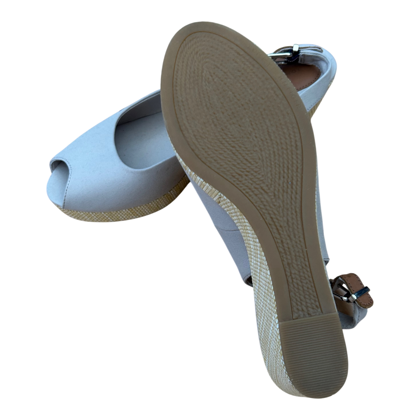 Tommy Hilfiger Damen Slingpumps Wedges Stoff Keilabsatz Gr 41 Beige Sommer