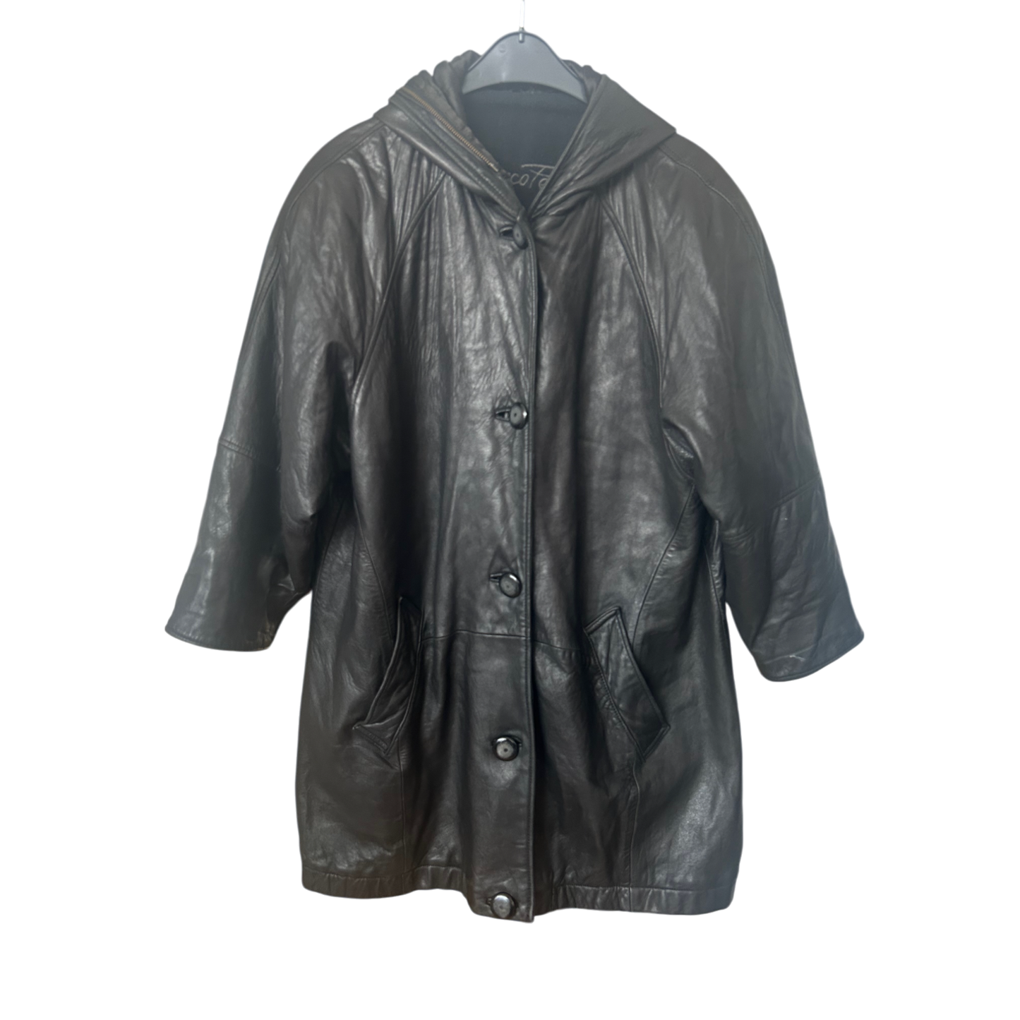 Marco Pecci Lederjacke Damen Gr 42 Schwarz Glockenschnitt Echtleder Vintage