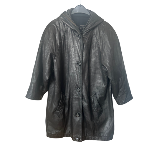 Marco Pecci Lederjacke Damen Gr 42 Schwarz Glockenschnitt Echtleder Vintage