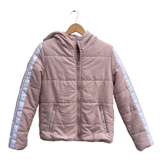 Jean Pascale Damen Steppjacke Gr 36 Rosa Kapuze Weiß Gestreift Gefüttert