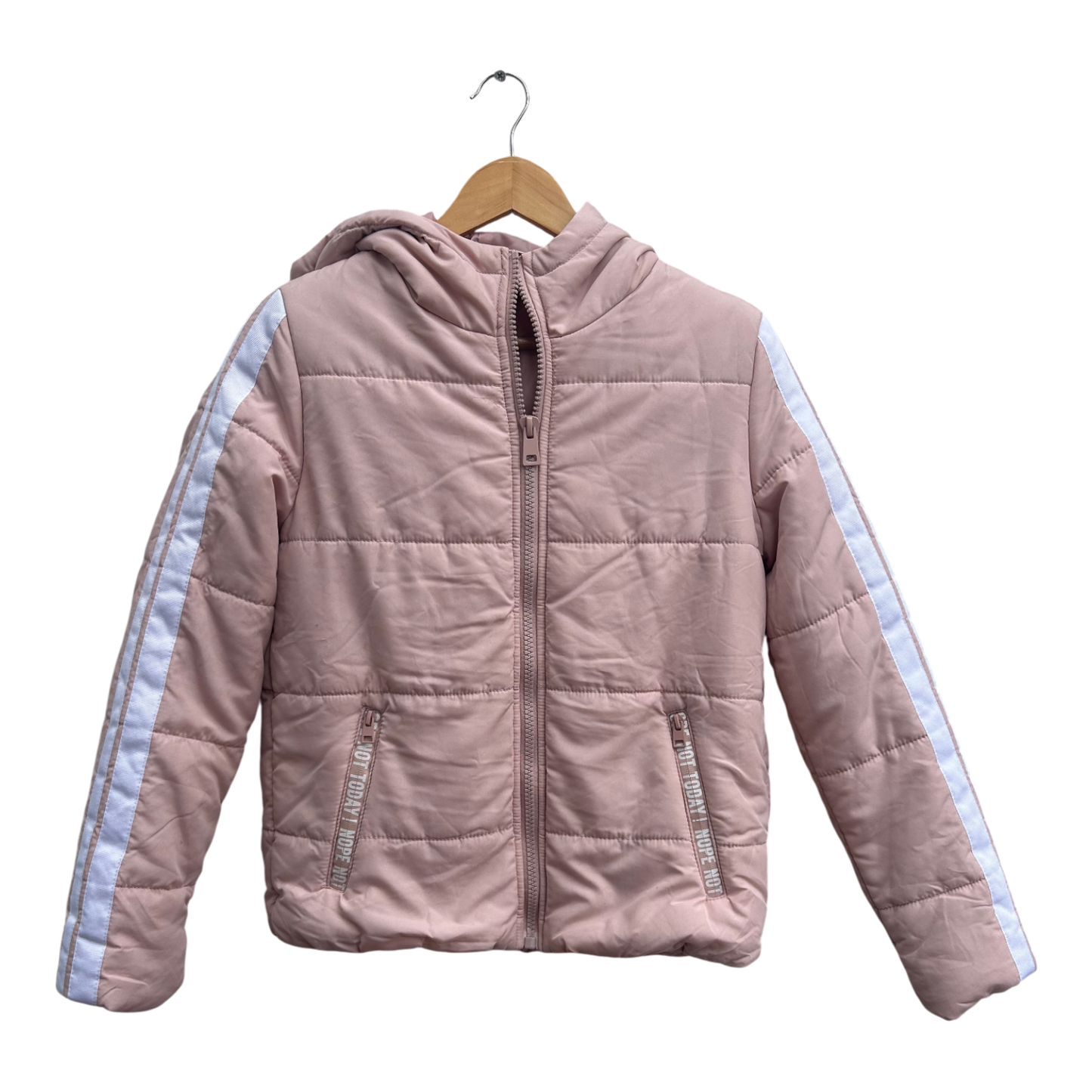 Jean Pascale Damen Steppjacke Gr 36 Rosa Kapuze Weiß Gestreift Gefüttert