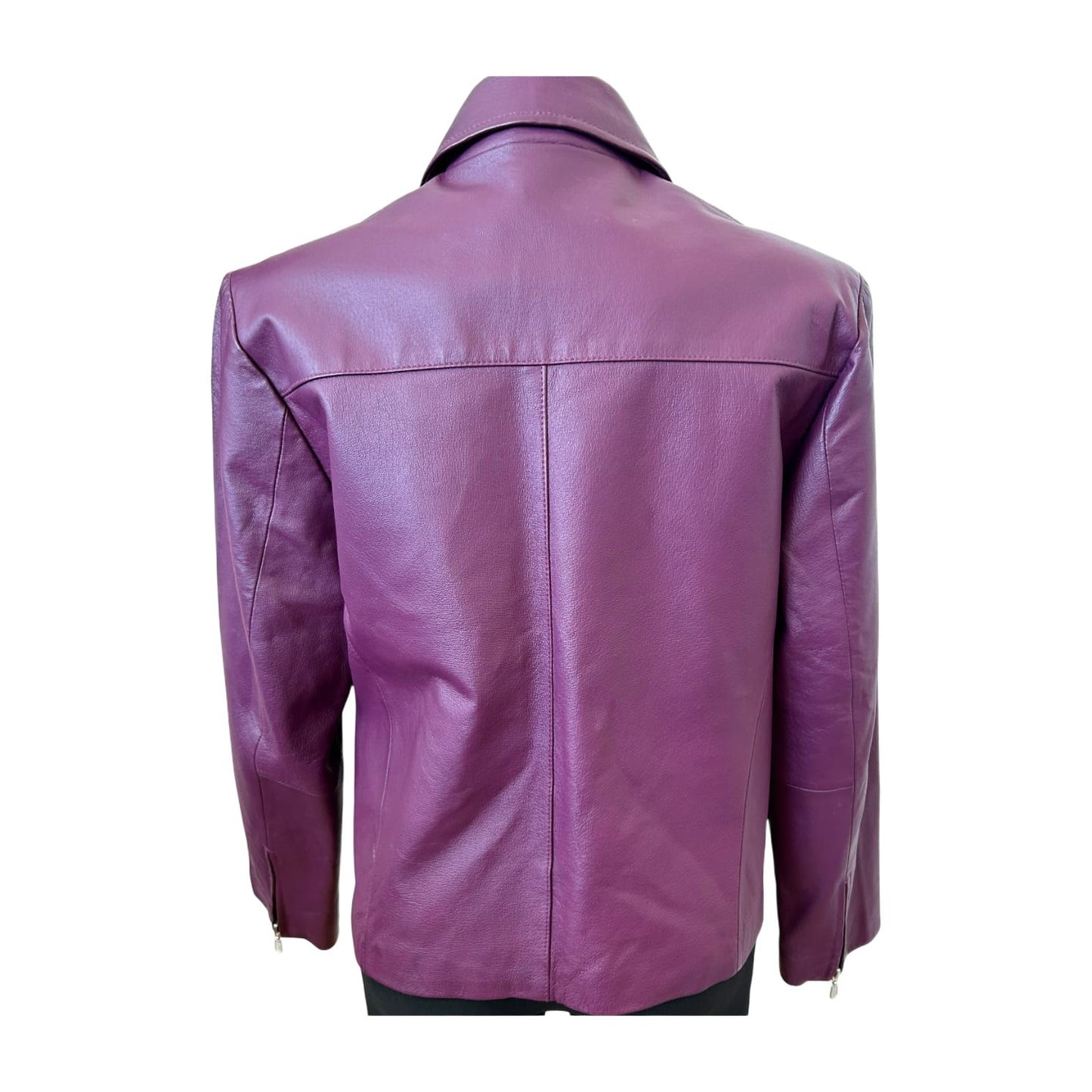 Woodpecker Lederjacke Damen Gr 44 Violett Echtleder Reissverschluss Elegant