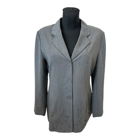 Cartoon Blazer Damen Gr 42 Grau Stickerei Knöpfe Elegant Klassisch Chic