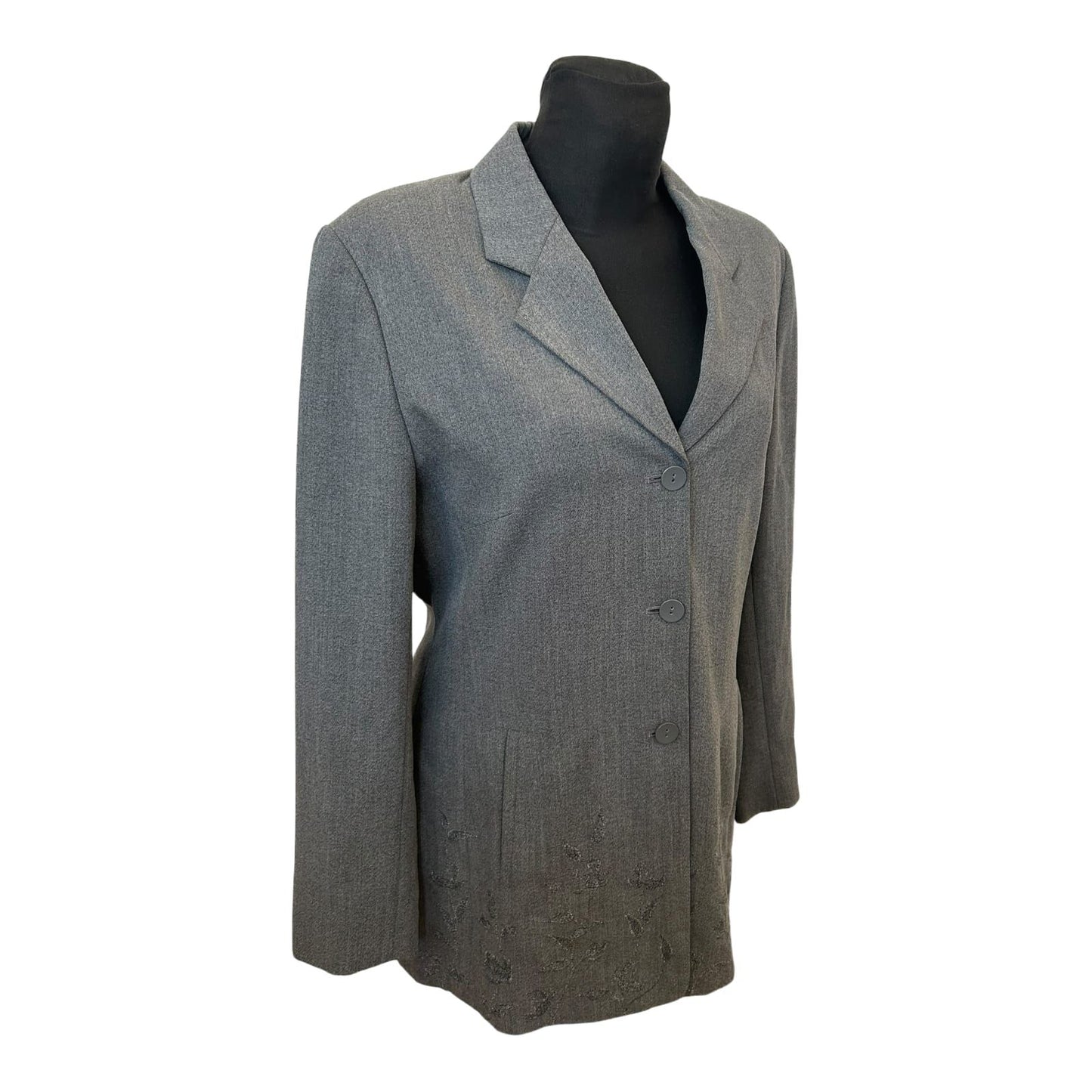Cartoon Blazer Damen Gr 42 Grau Stickerei Knöpfe Elegant Klassisch Chic