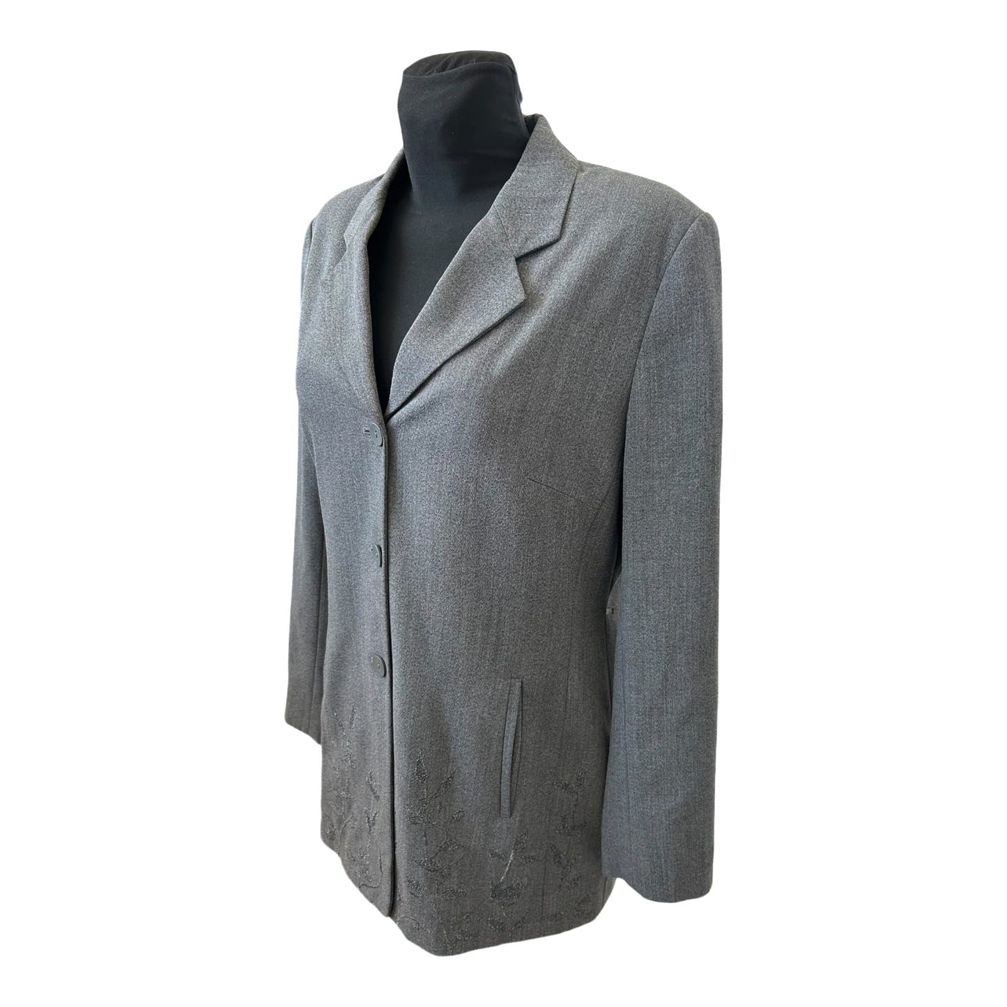 Cartoon Blazer Damen Gr 42 Grau Stickerei Knöpfe Elegant Klassisch Chic