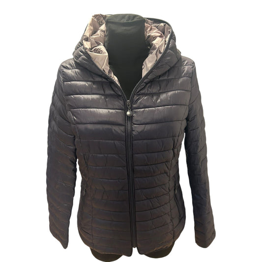 Vittoria Fashion Steppjacke Damen Gr 44 Anthrazit Kapuze Print Futter