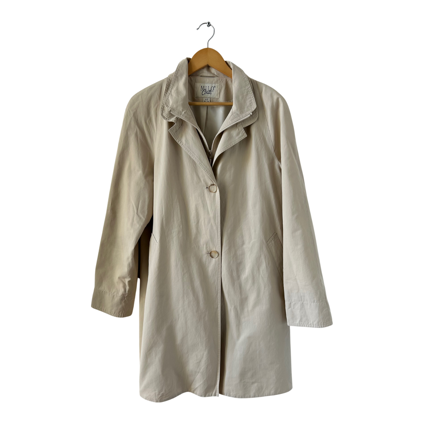 Milo Coats Trenchcoat Damen Gr 40 Beige Mantel Wasserabweisend Schulterpolster Elegant