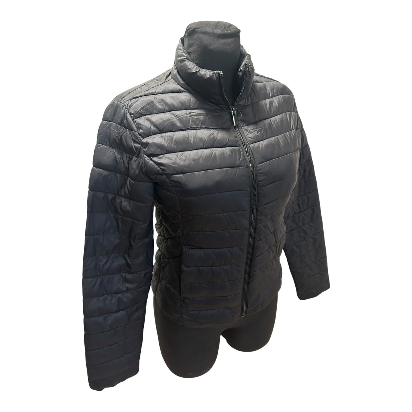 Primark Steppjacke Damen Gr 34 Schwarz Leicht Reißverschluss Basic Kurz