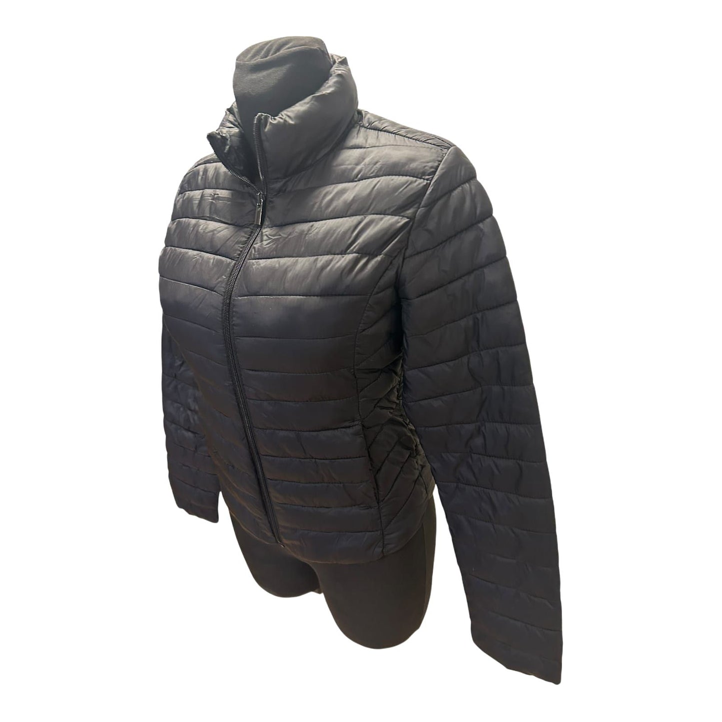 Primark Steppjacke Damen Gr 34 Schwarz Leicht Reißverschluss Basic Kurz