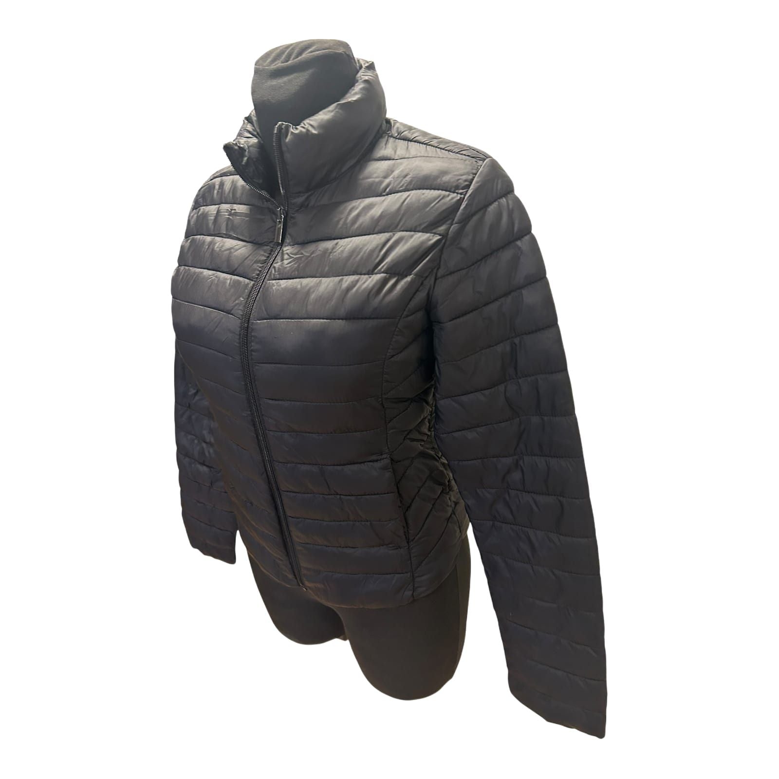 Primark Steppjacke Damen Gr 34 Schwarz Leicht Reißverschluss Basic Kurz