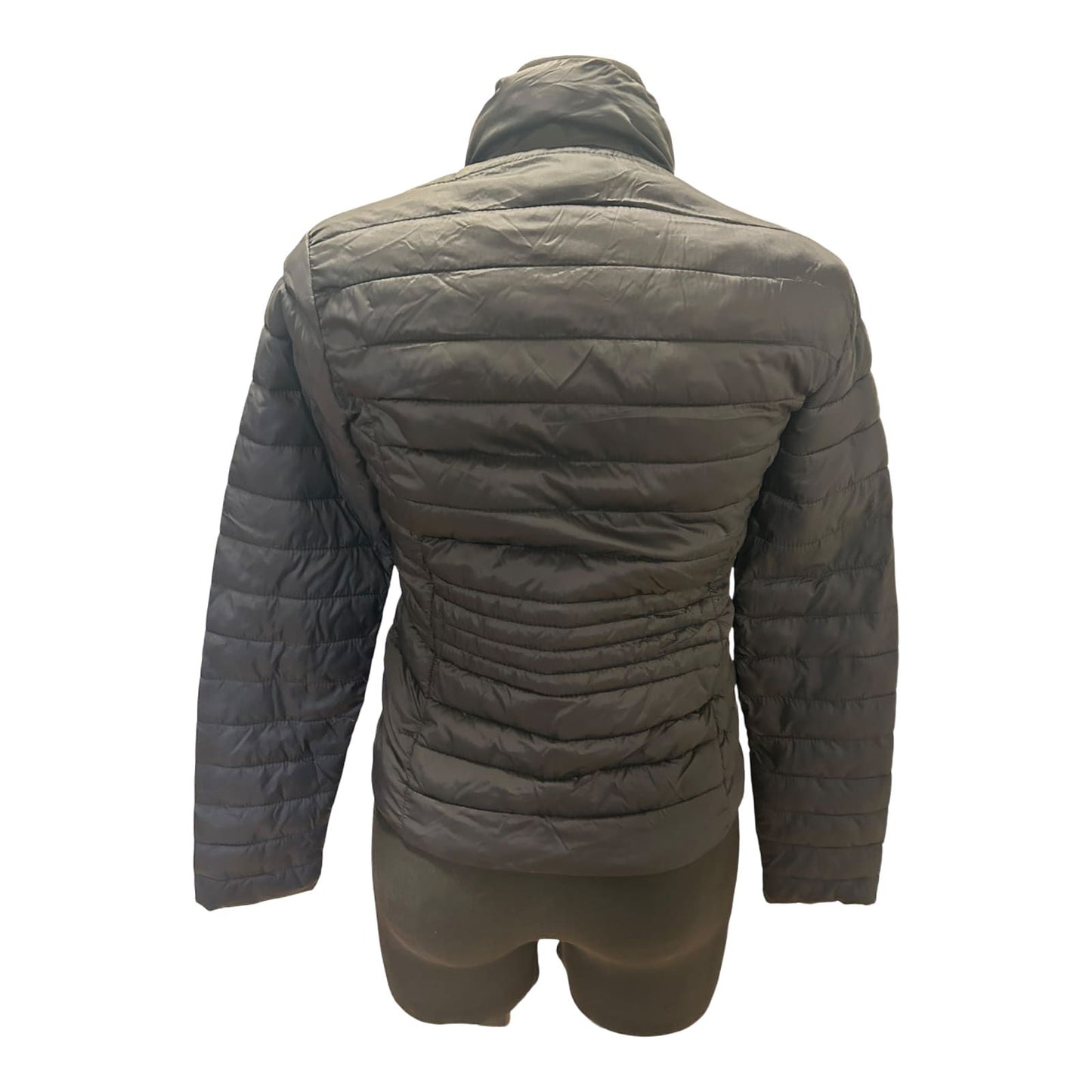 Primark Steppjacke Damen Gr 34 Schwarz Leicht Reißverschluss Basic Kurz