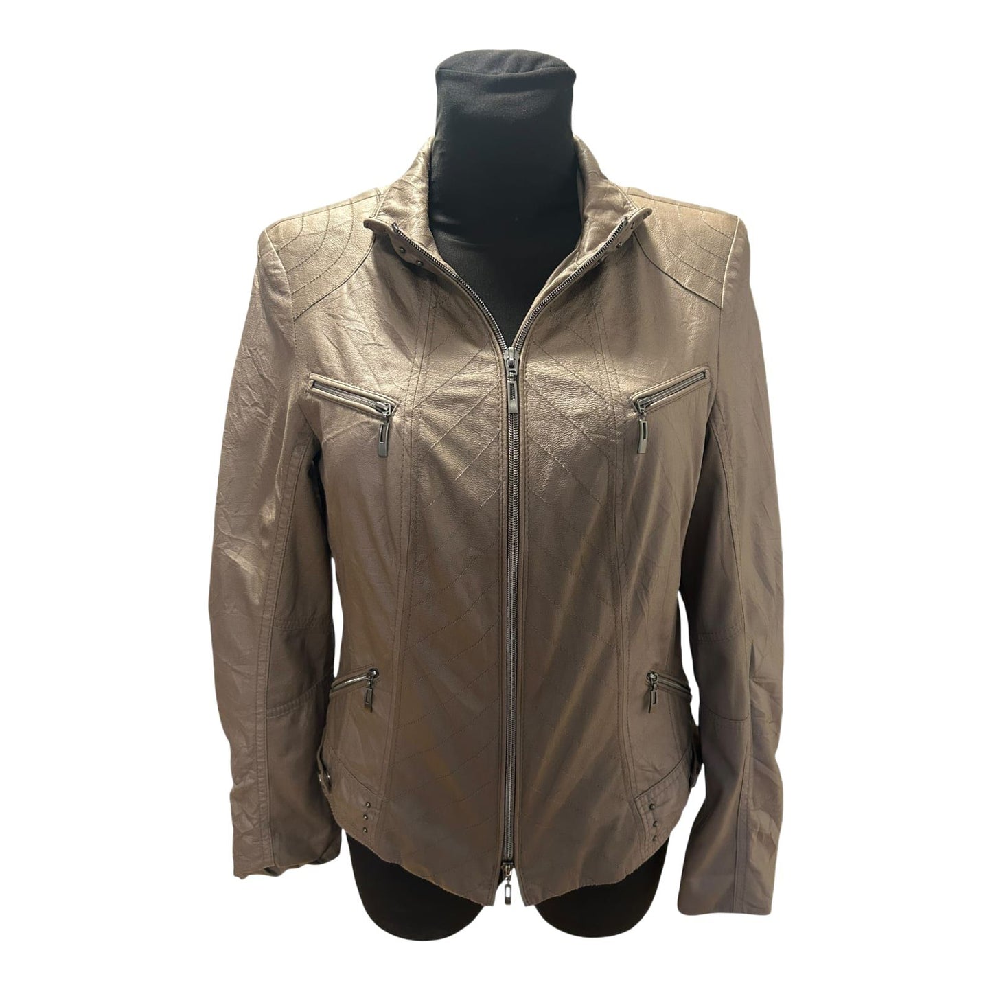 Bonita Damenjacke Gr 36 Taupe Reißverschluss Taschen Übergang Leicht