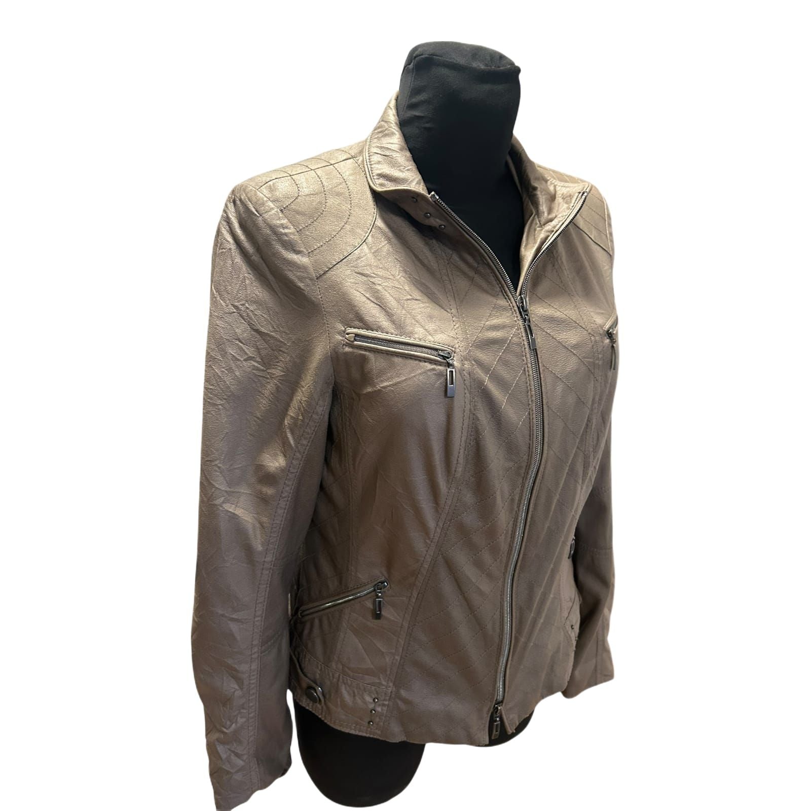 Bonita Damenjacke Gr 36 Taupe Reißverschluss Taschen Übergang Leicht