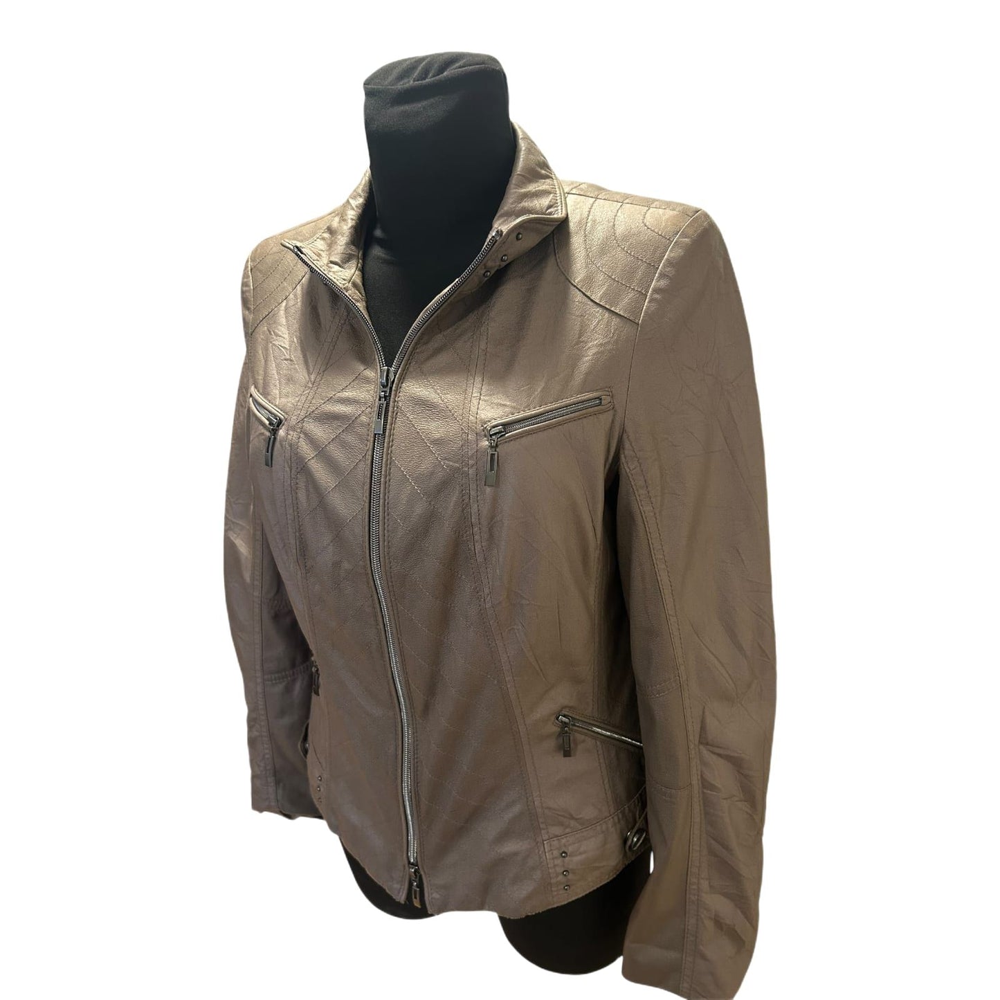 Bonita Damenjacke Gr 36 Taupe Reißverschluss Taschen Übergang Leicht
