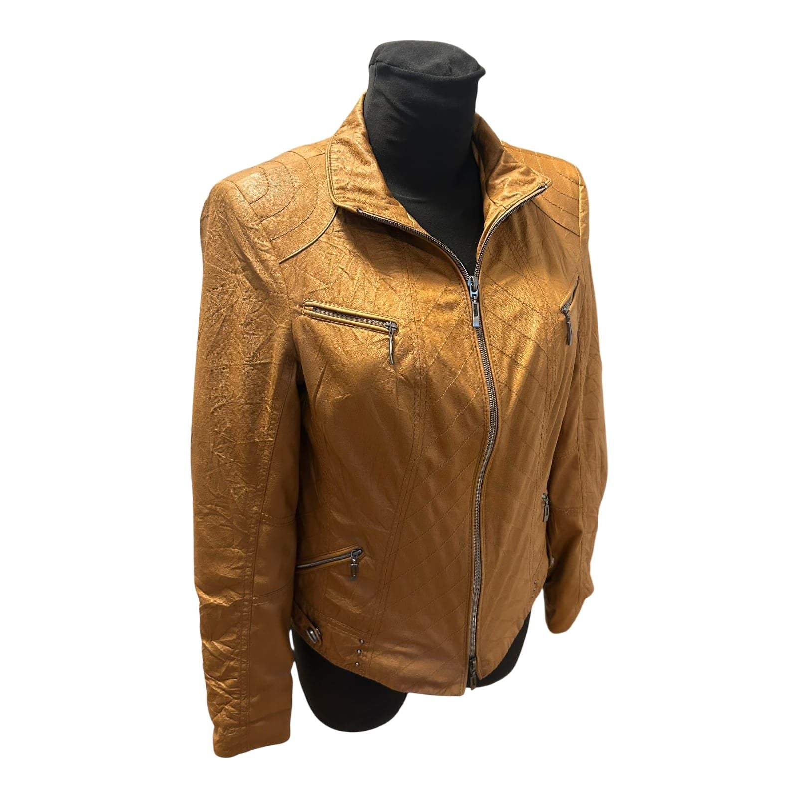 Bonita Damenjacke Gr 36 Braun Reißverschluss Taschen Übergang Leicht