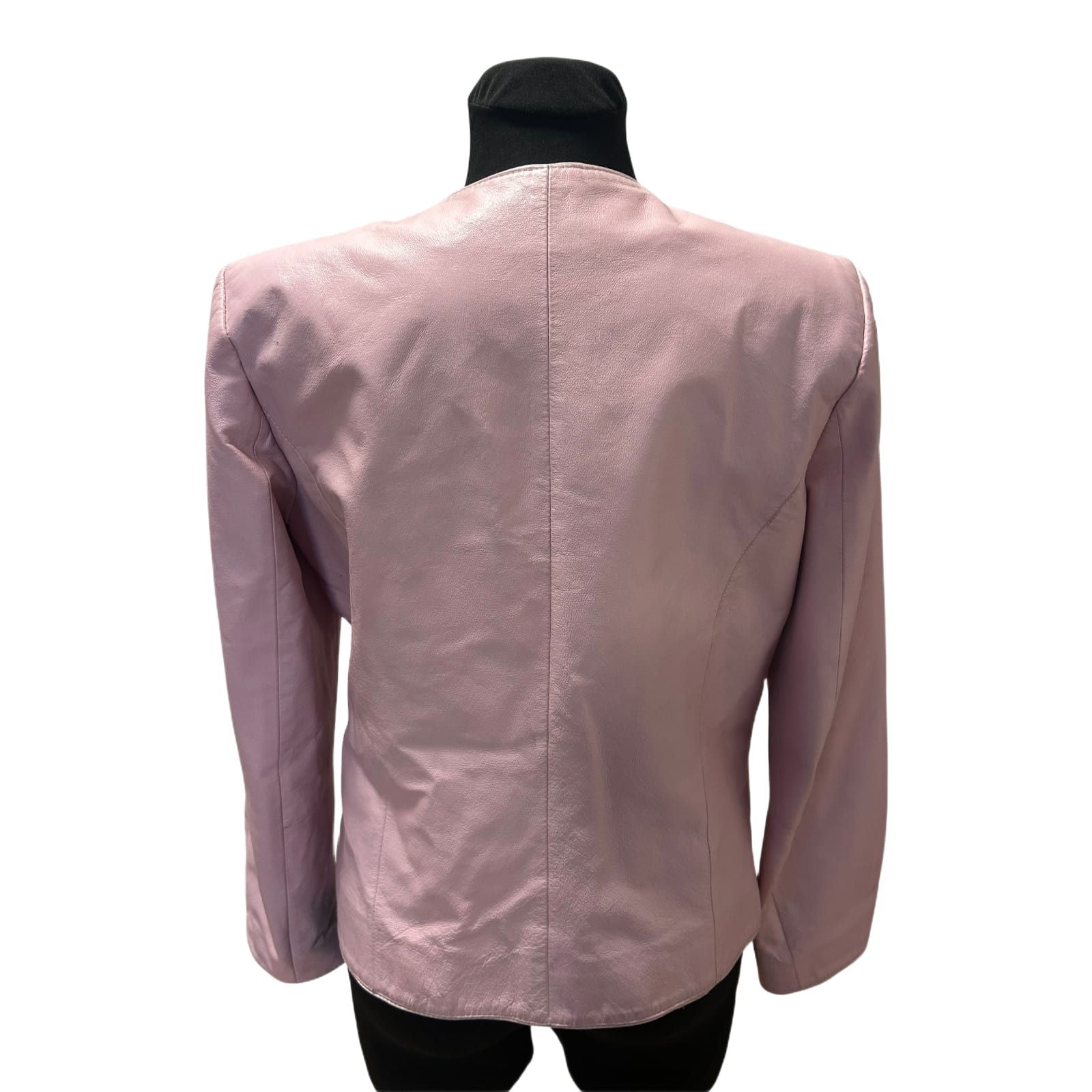 Lederjacke Damen Gr 40 Rosa Echtleder Kurzjacke Knöpfe Rundhals Elegant