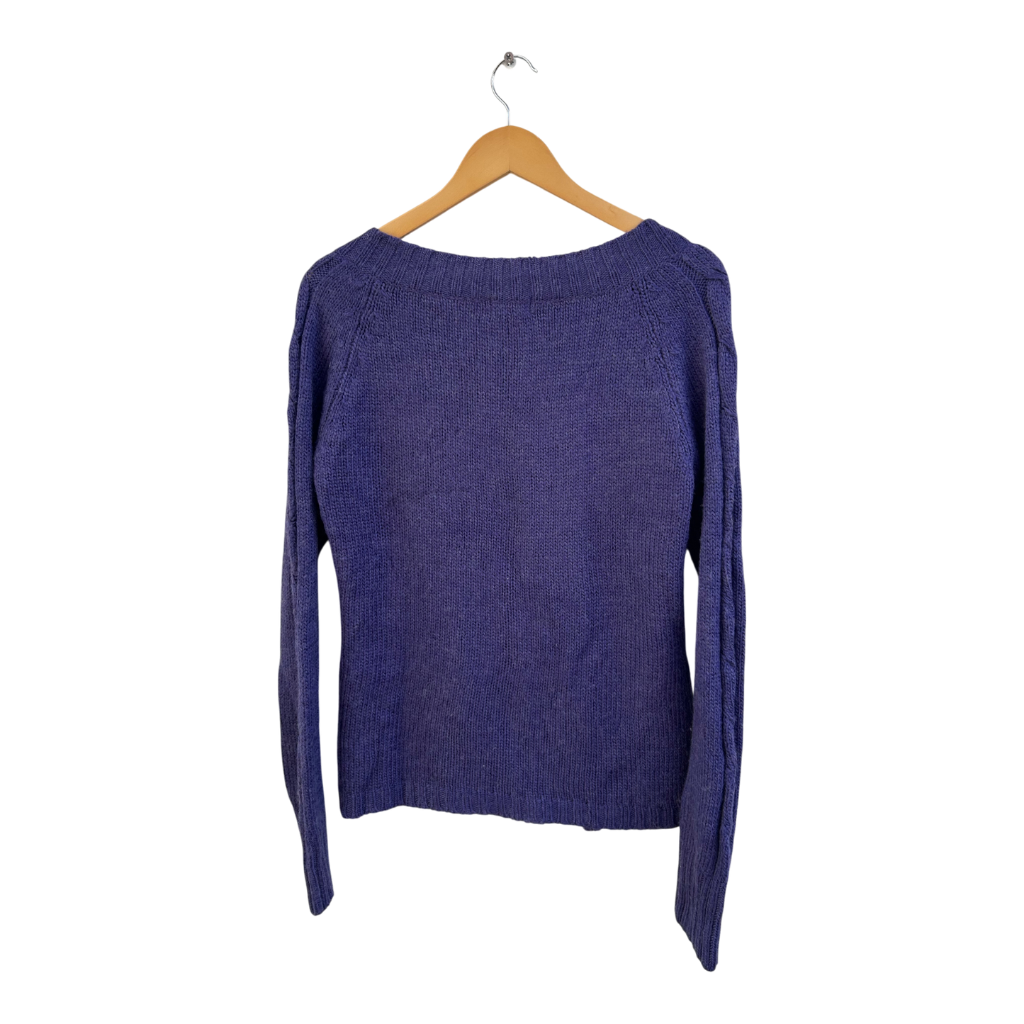 Broadway Strickjacke Damen Gr XL Lila Wollmix Struktur Strick Knebelknöpfe Elegant