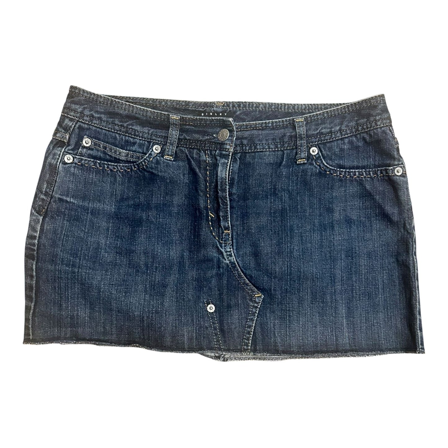 Sisley Jeansrock Damen Minirock Gr 38 Blau Denim Nieten Kurz Modern