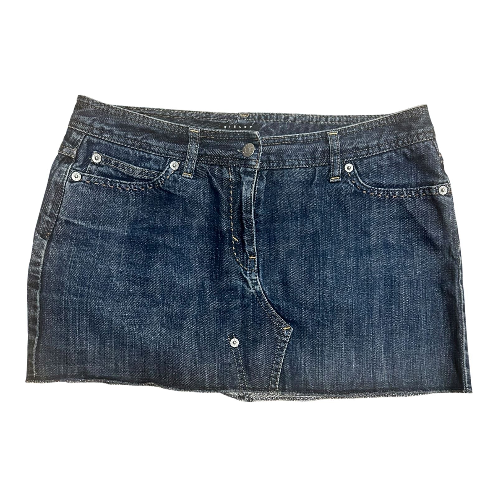 Sisley Jeansrock Damen Minirock Gr 38 Blau Denim Nieten Kurz Modern