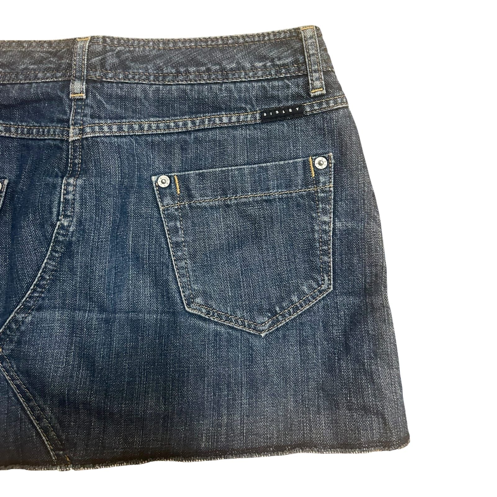Sisley Jeansrock Damen Minirock Gr 38 Blau Denim Nieten Kurz Modern