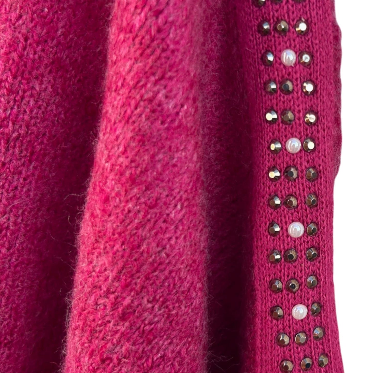 Gina Benotti Pullover Damen Gr XL Pink Strass V-Ausschnitt Feinstrick Elegant