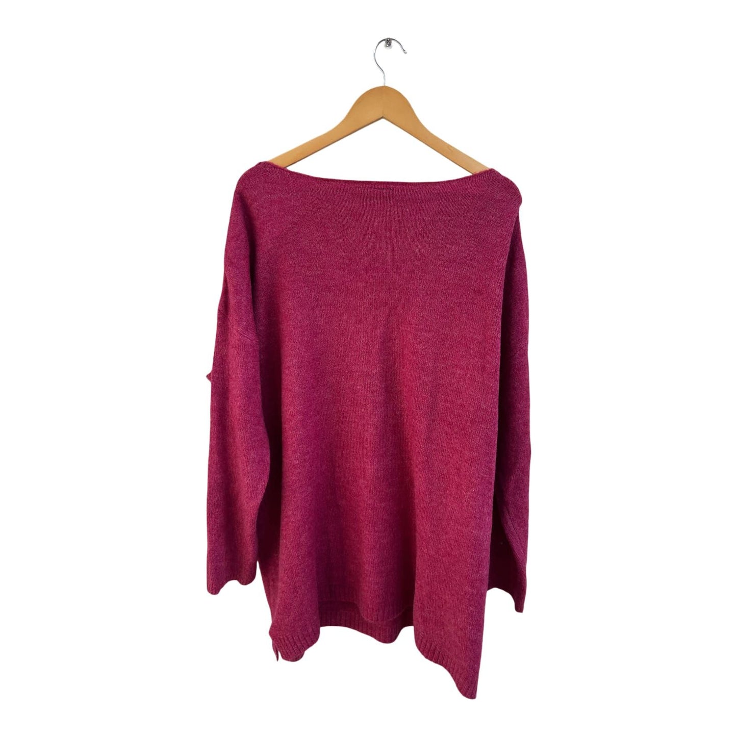 Gina Benotti Pullover Damen Gr XL Pink Strass V-Ausschnitt Feinstrick Elegant