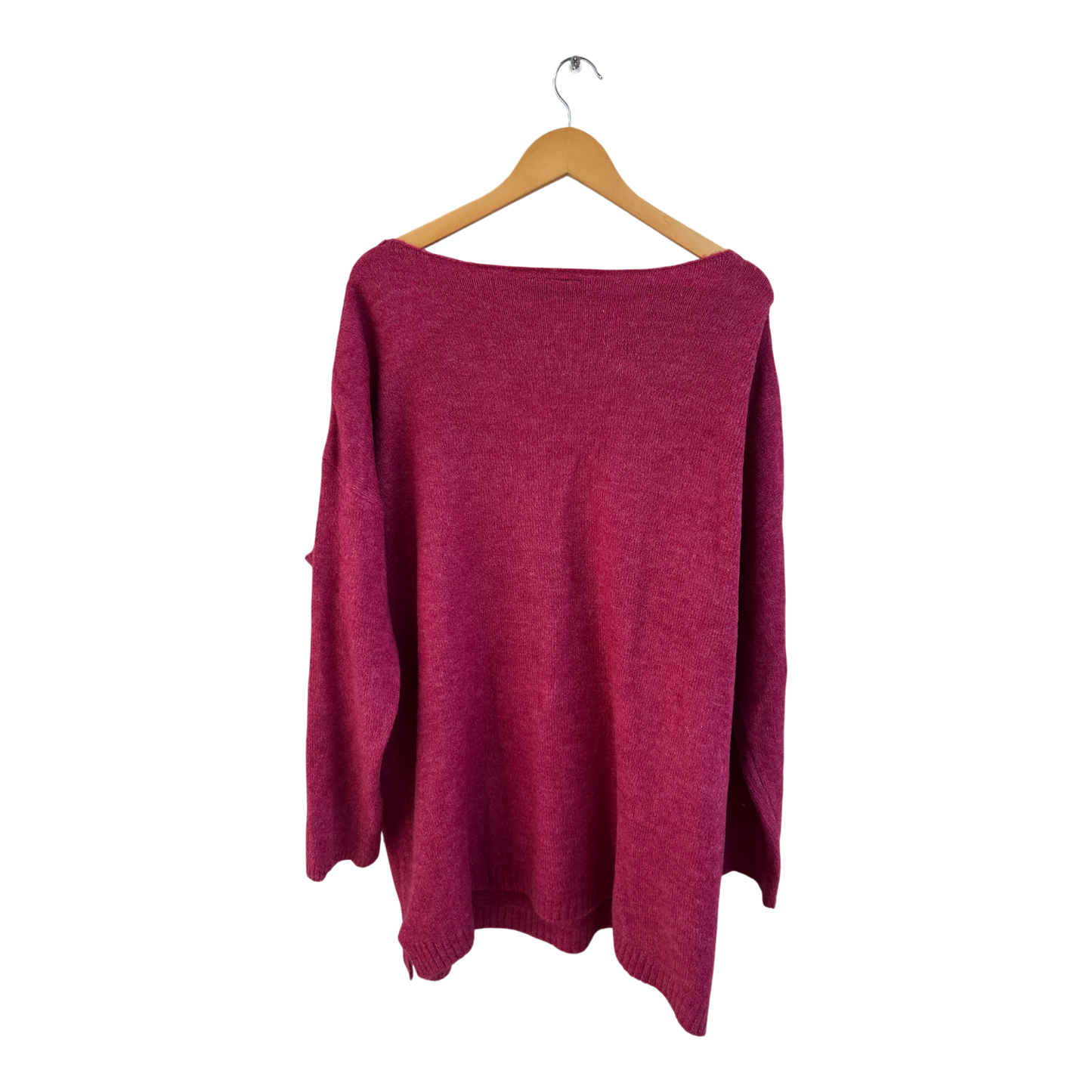 Gina Benotti Pullover Damen Gr XL Pink Strass V-Ausschnitt Feinstrick Elegant