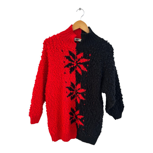 The Black Sheep Pullover Damen Handmade Vintage Gr M L Schwarz Rot Strick Retro