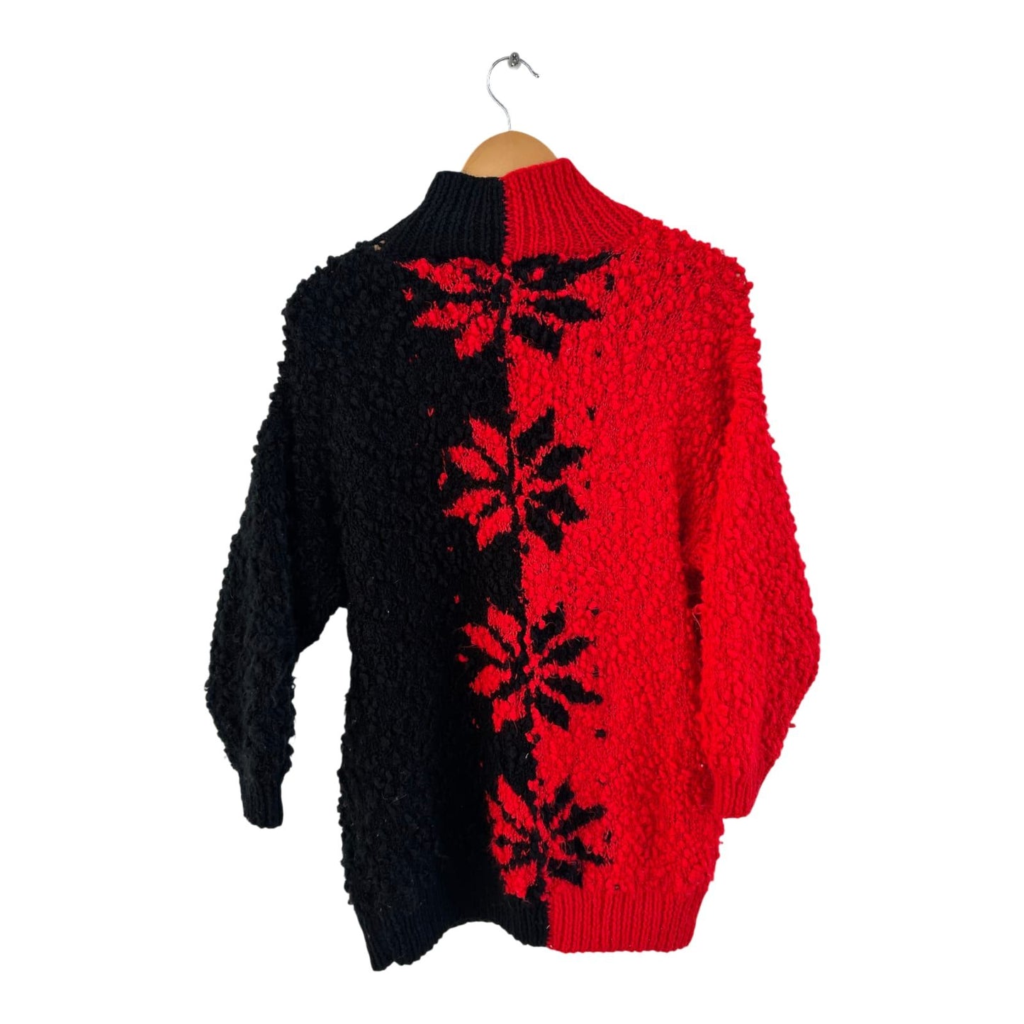 The Black Sheep Pullover Damen Handmade Vintage Gr M L Schwarz Rot Strick Retro
