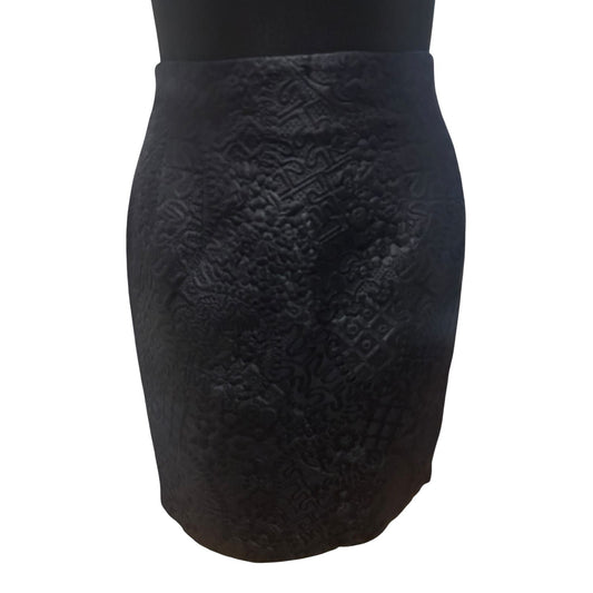 ZAPA Rock Damen Gr 36 Schwarz Seide Schurwolle Strukturmuster Elegant Vintage