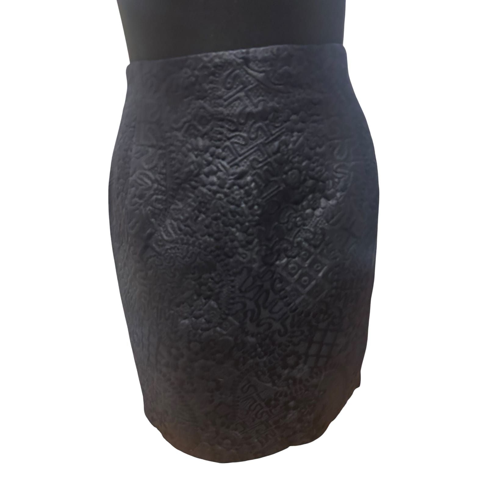 ZAPA Rock Damen Gr 36 Schwarz Seide Schurwolle Strukturmuster Elegant Vintage