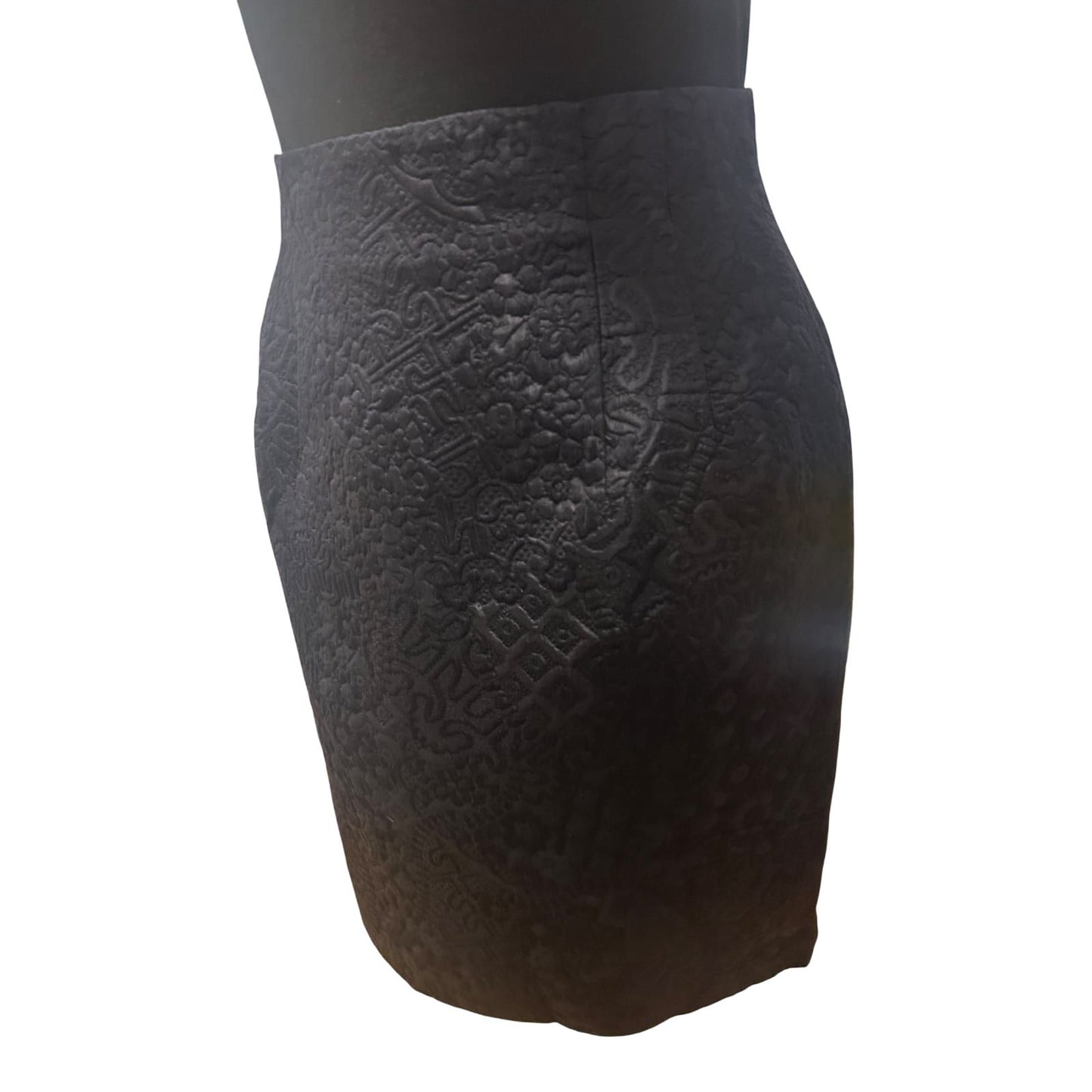 ZAPA Rock Damen Gr 36 Schwarz Seide Schurwolle Strukturmuster Elegant Vintage