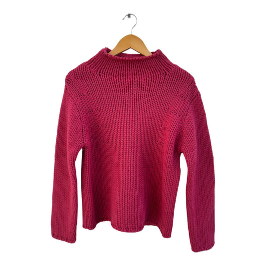 Anna Morelle Pullover Damen Gr M Pink Stehkragen Strick Weich Wollmix Elegant
