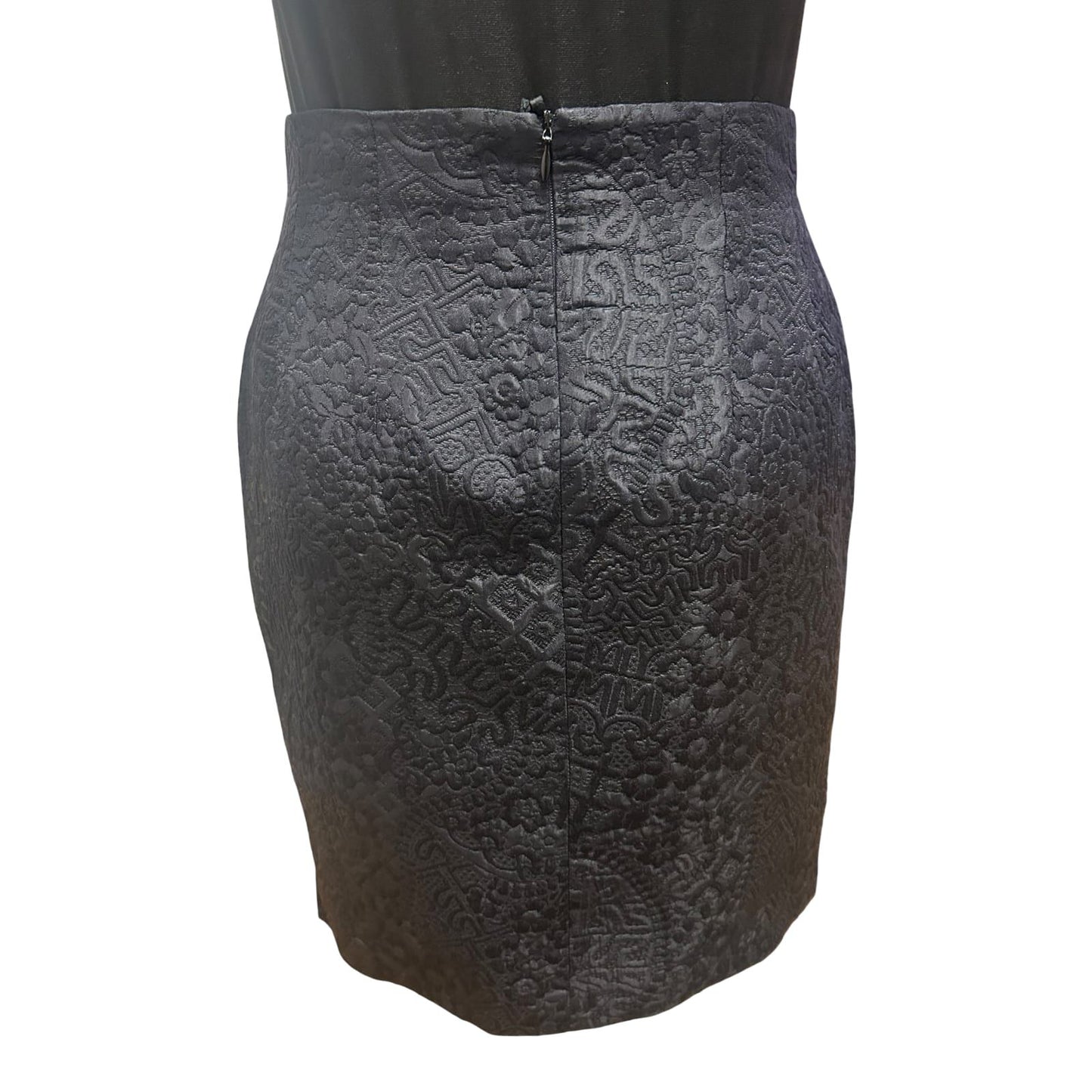 ZAPA Rock Damen Gr 36 Schwarz Seide Schurwolle Strukturmuster Elegant Vintage