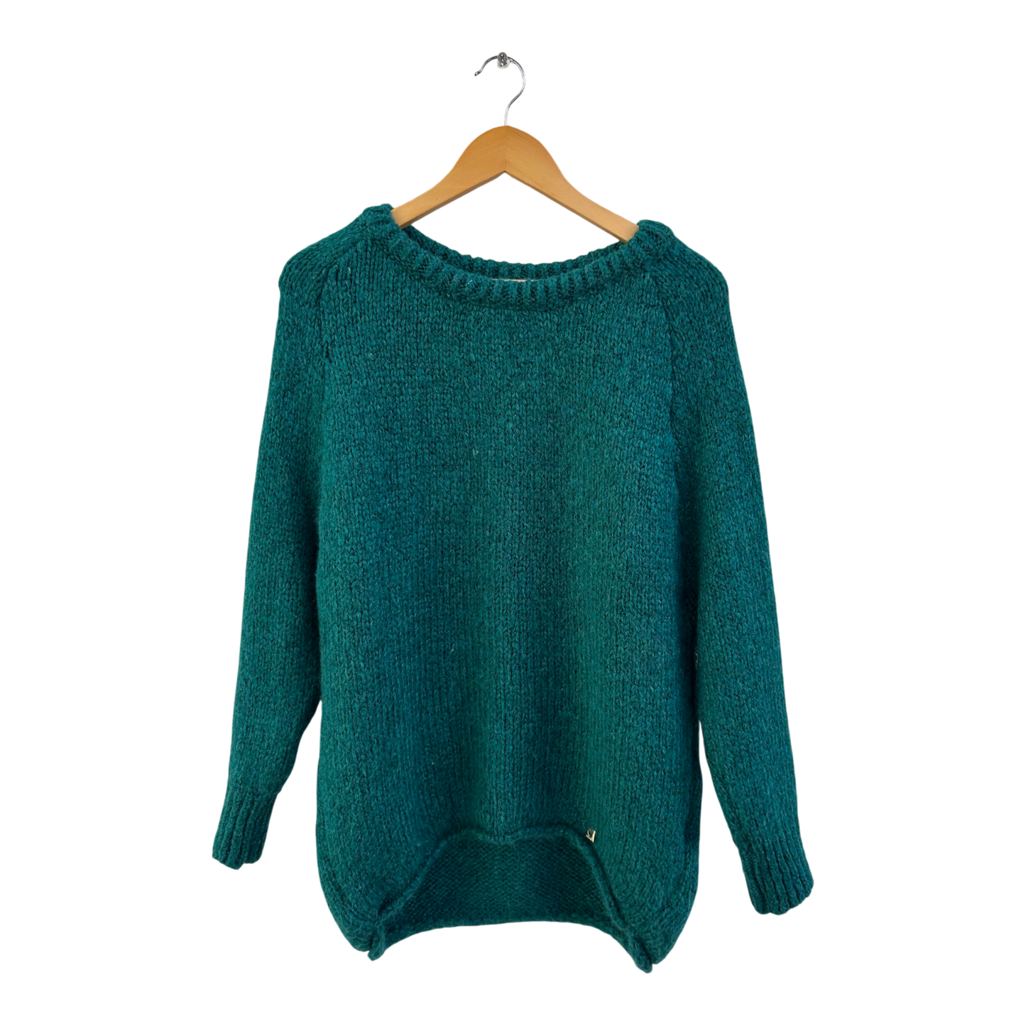 COCOMORE Pullover Damen Gr M Petrol Flauschig Strick Oversize Weich Lang Elegant