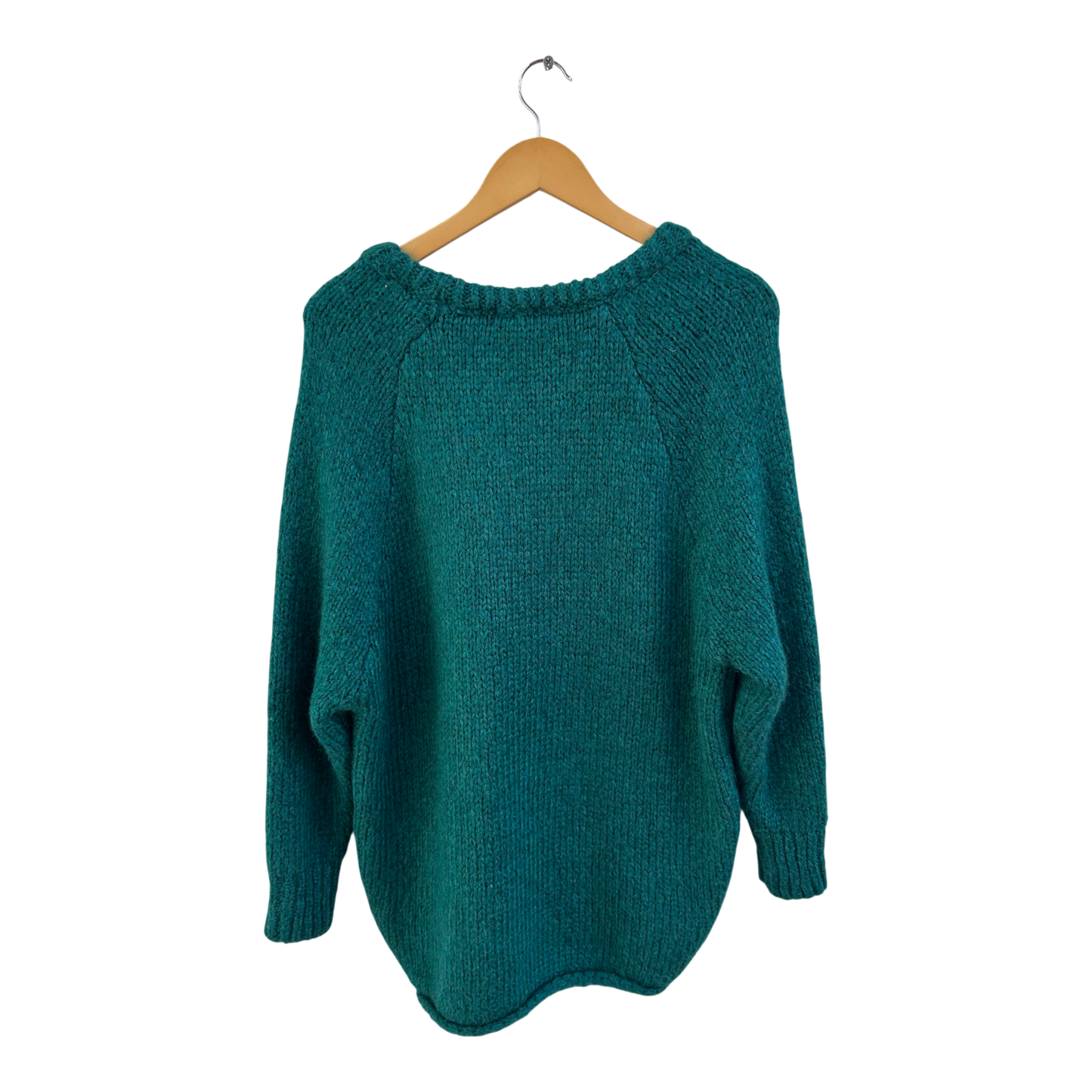 COCOMORE Pullover Damen Gr M Petrol Flauschig Strick Oversize Weich Lang Elegant