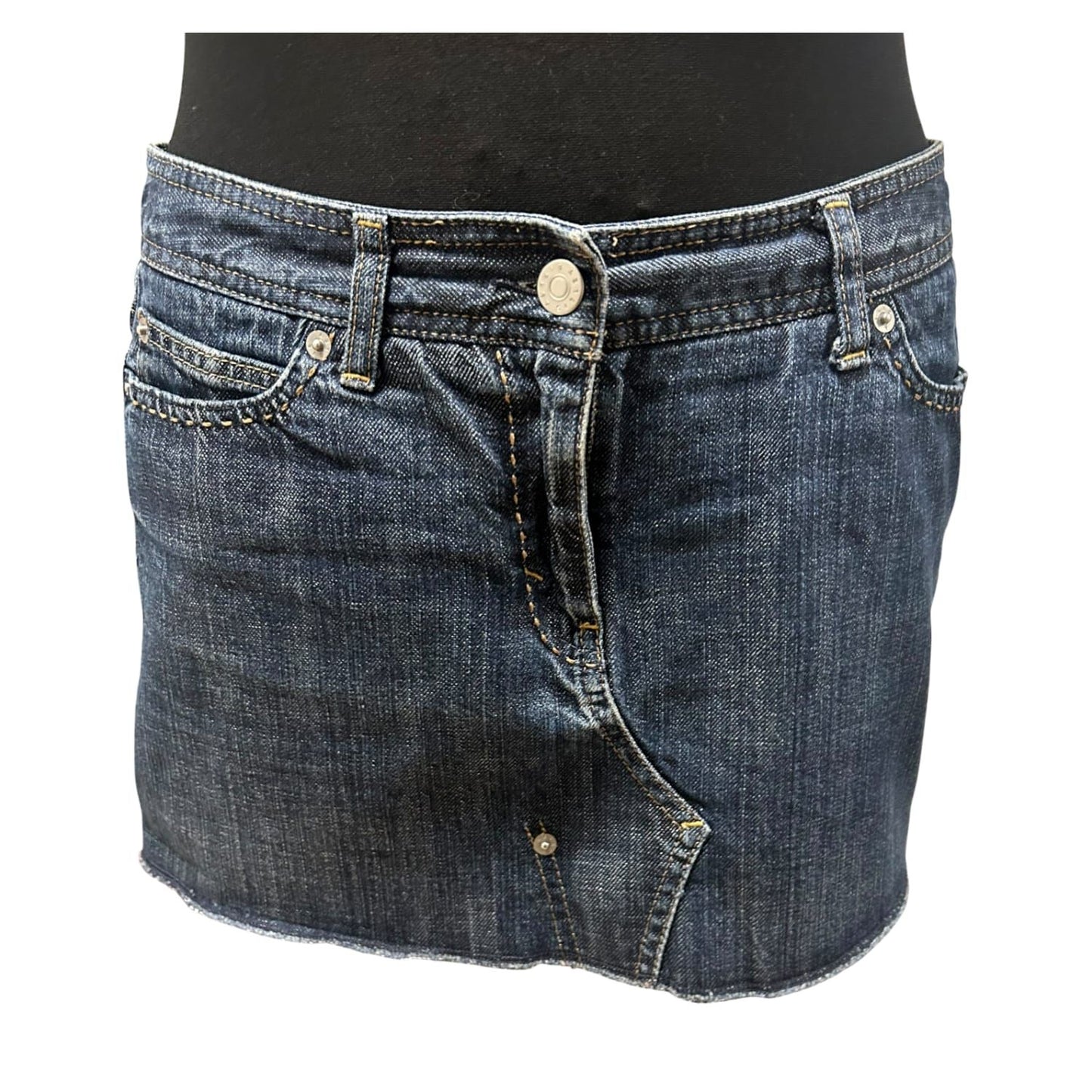 Sisley Jeansrock Damen Minirock Gr 38 Blau Denim Nieten Kurz Modern