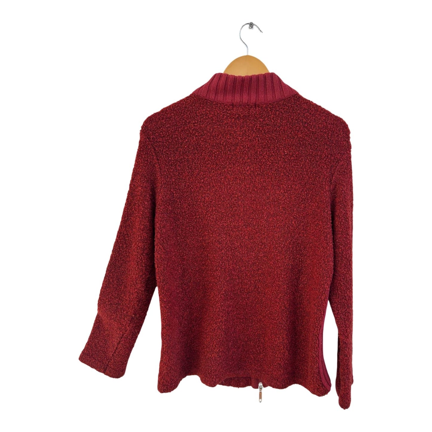 Bonita Strickjacke Damen Gr L Rot Wollmix Struktur Strick Reißverschluss Elegant