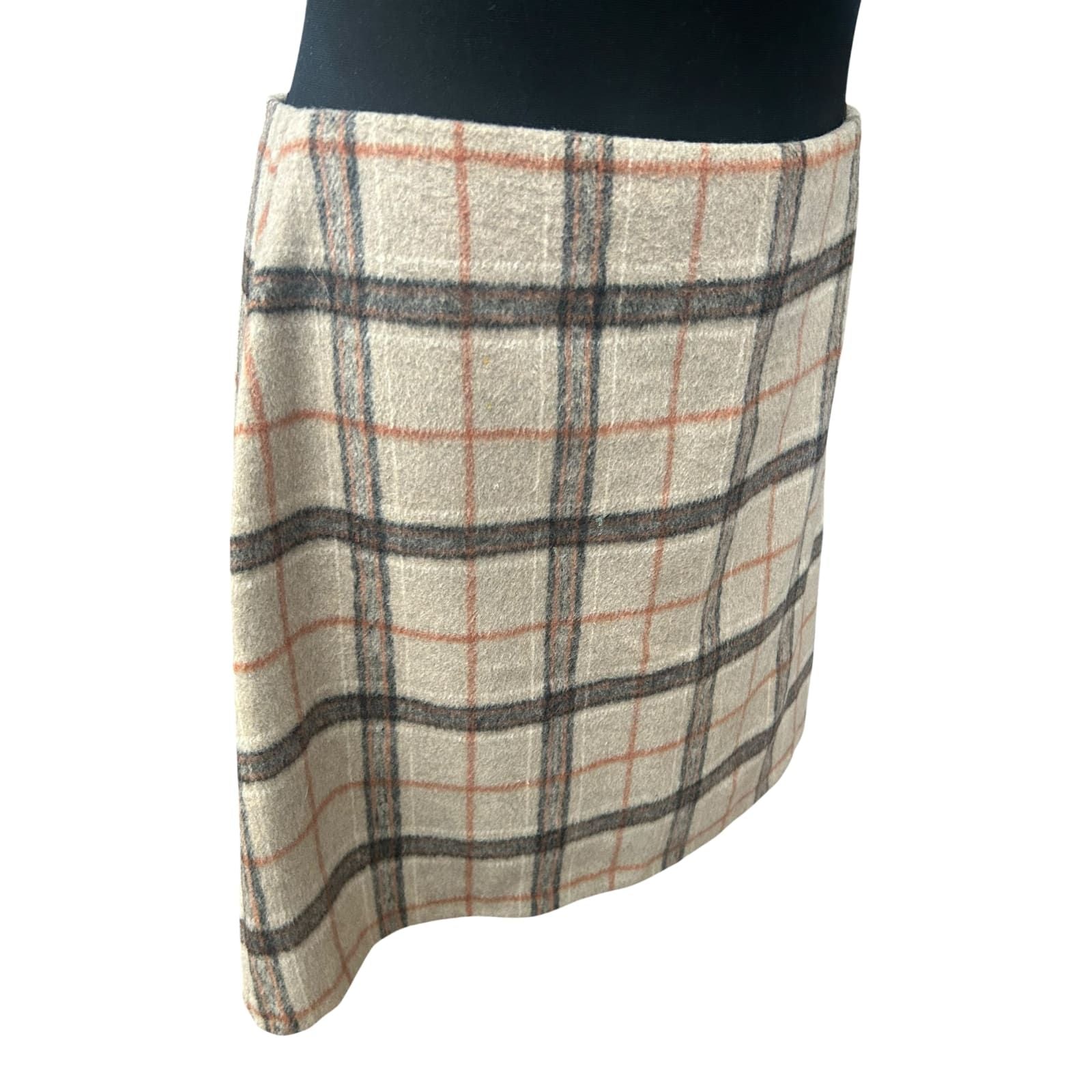 Primark Rock Damen Gr 42 kariert Mini Beige Braun Reißverschluss hinten