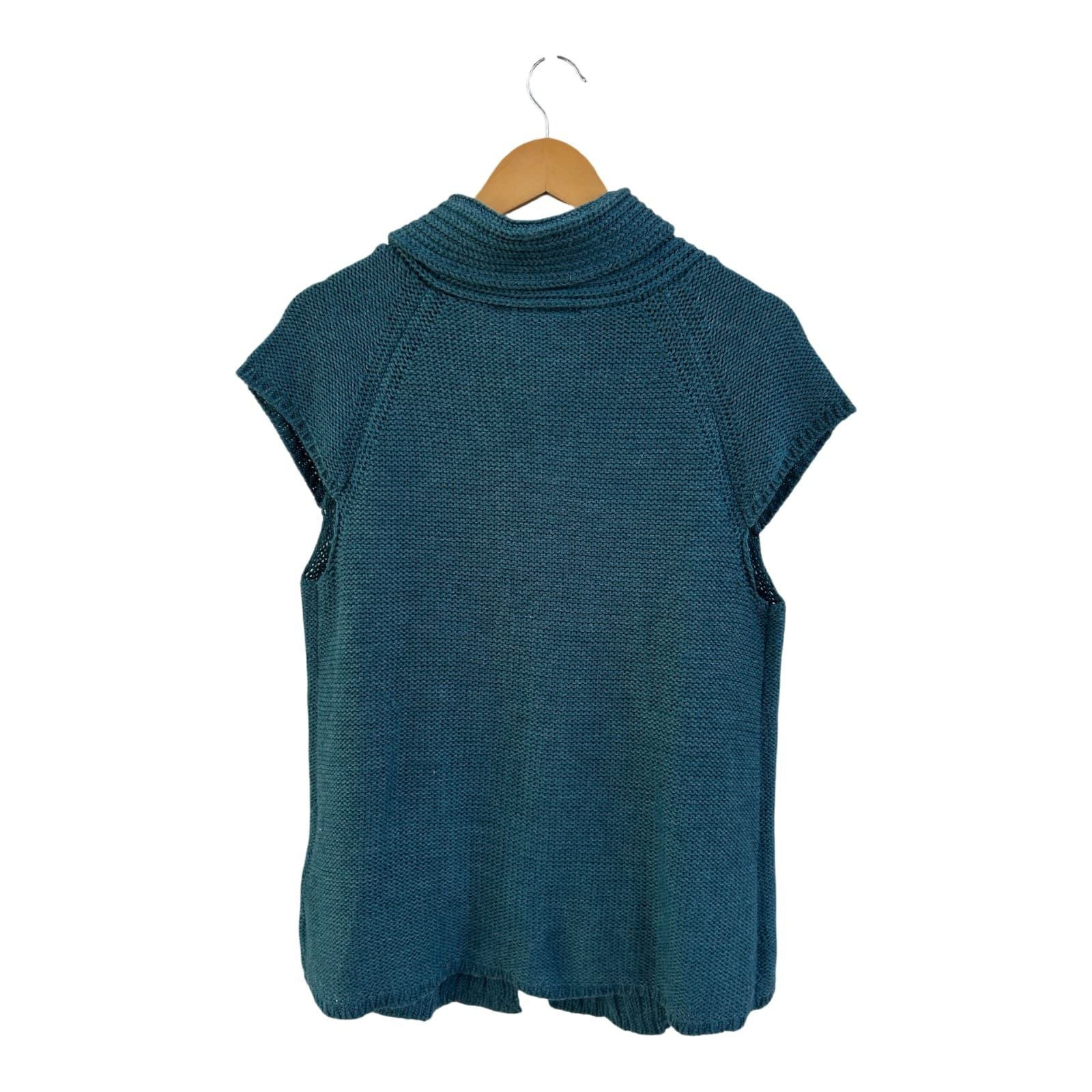 Yessica Strickweste Damen Gr L Petrol Zopfmuster Kragen Knopf Elegant Acryl